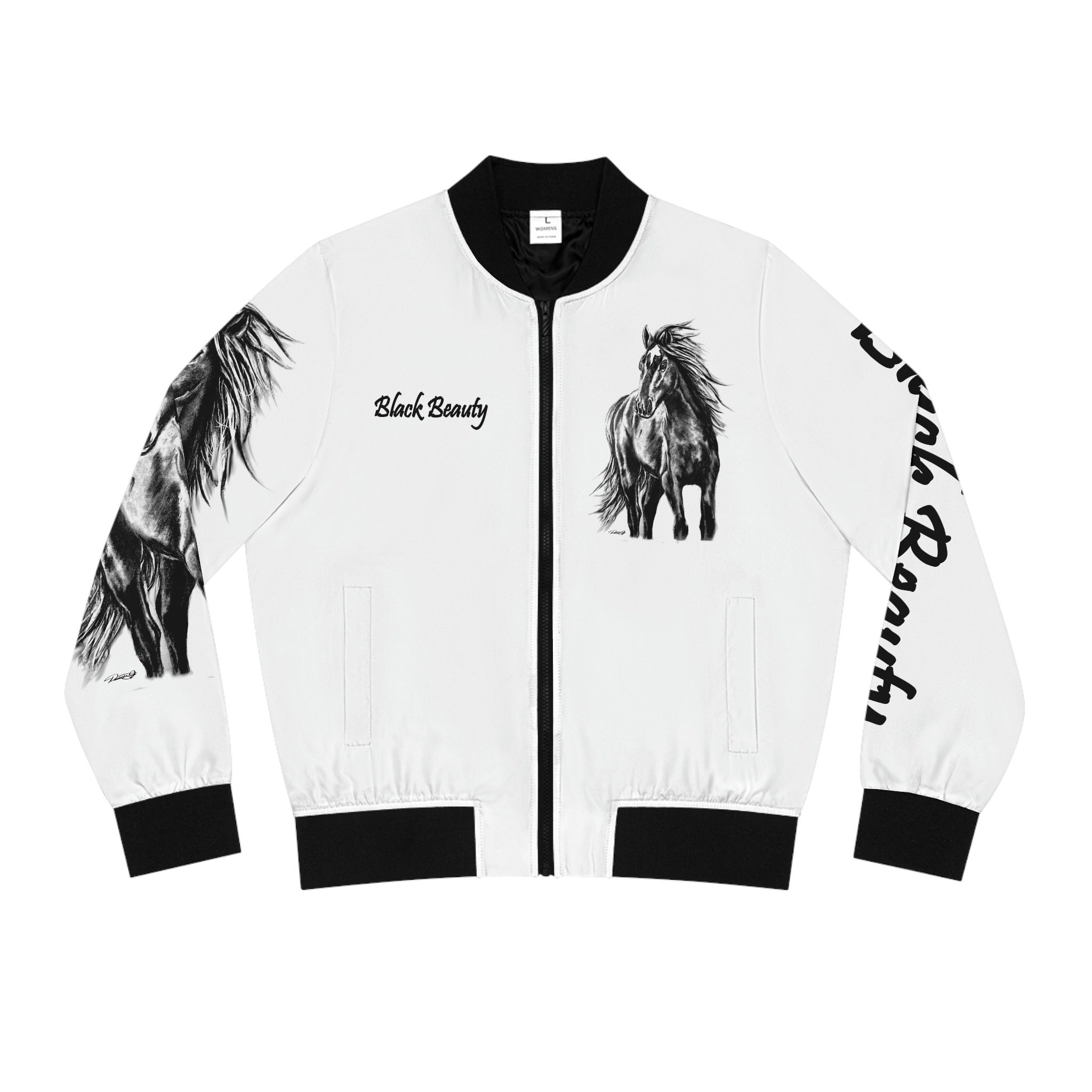 Women's Bomber Jacket (AOP) - Rodeo Horse Black Beauty