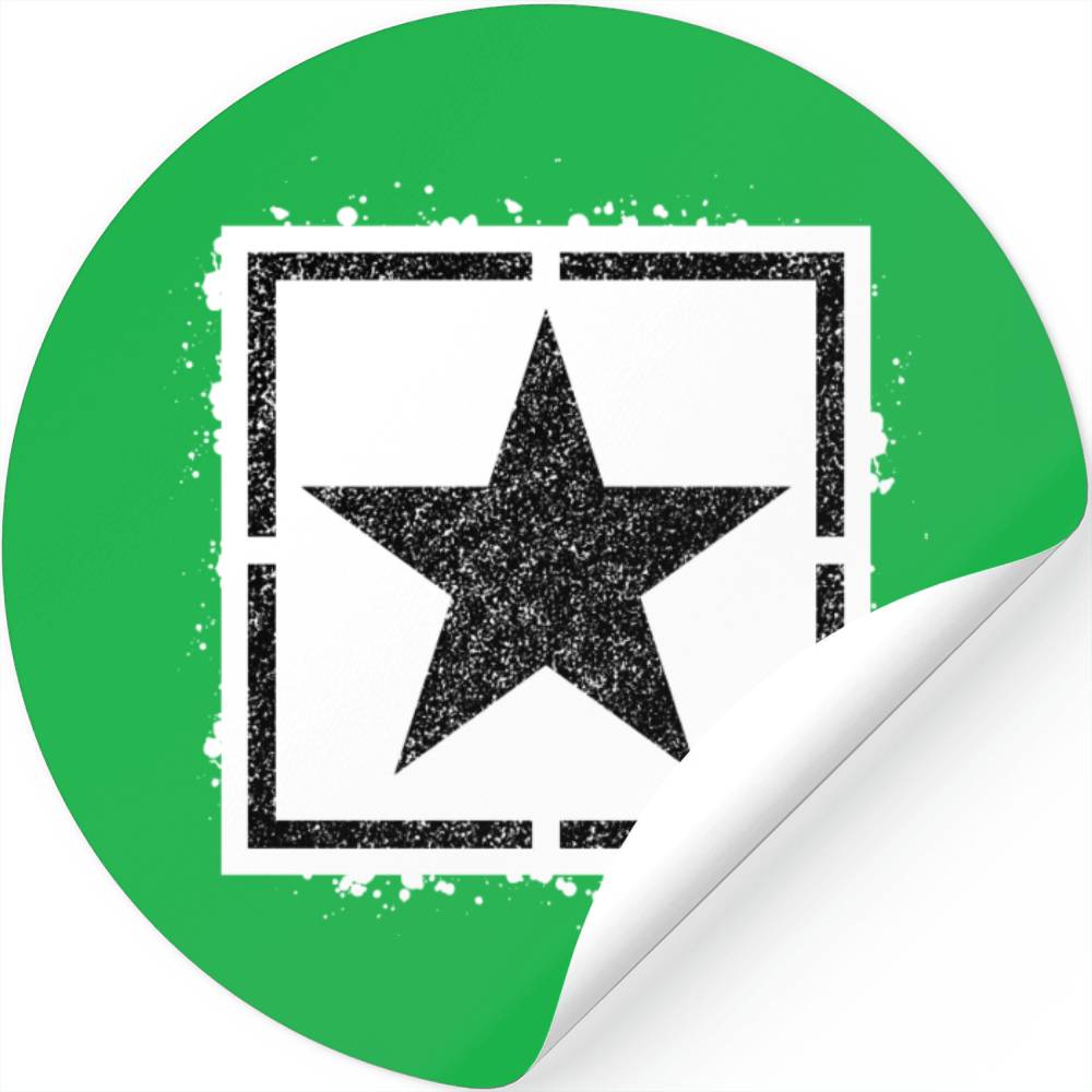 Sponge stencil Star inside square Stickers
