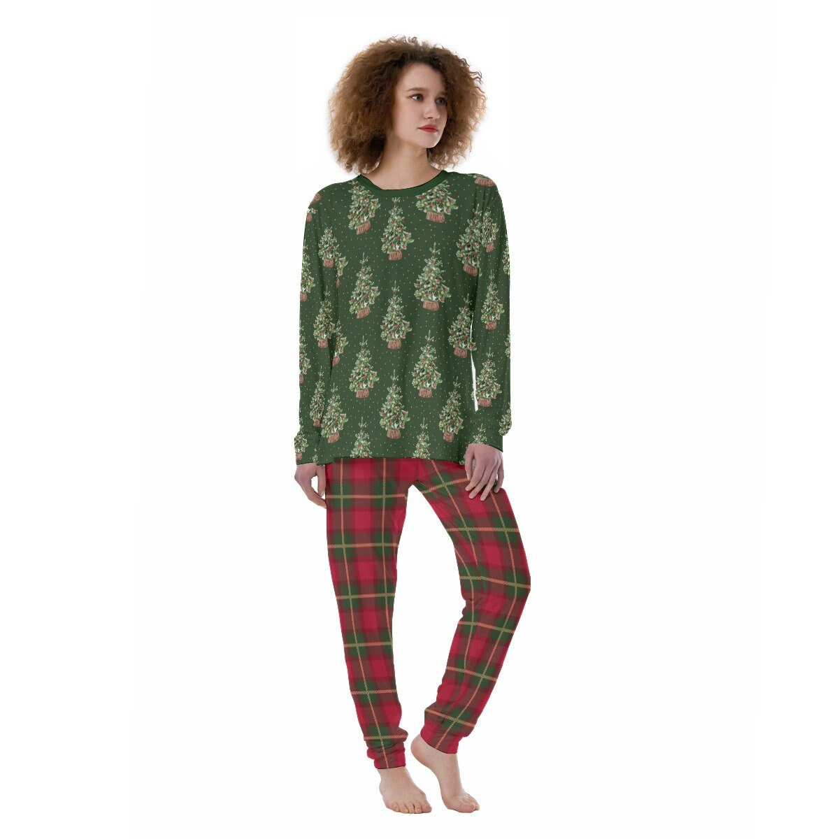All-Over Print Women's Christmas Cotton Two Piece Pajamas