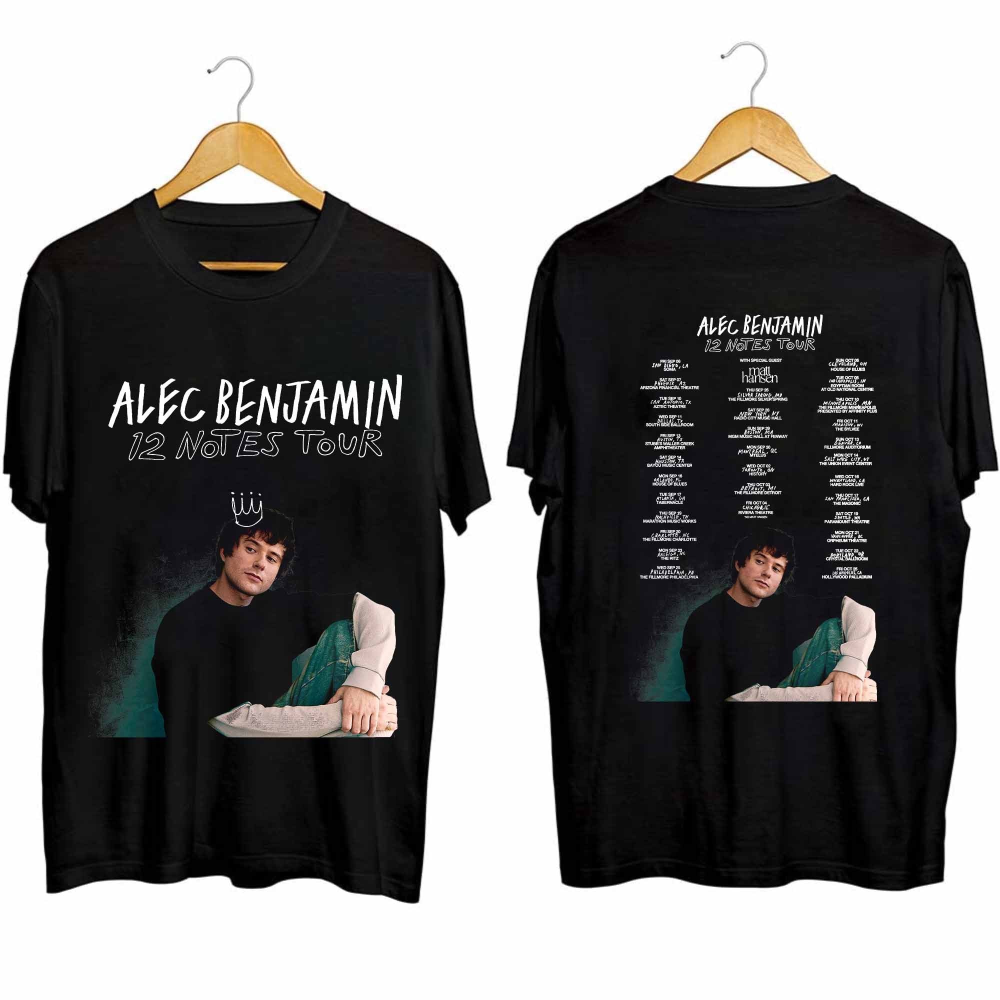 Alec Benjamin - 12 Notes Tour 2024 Double Sided Shirt