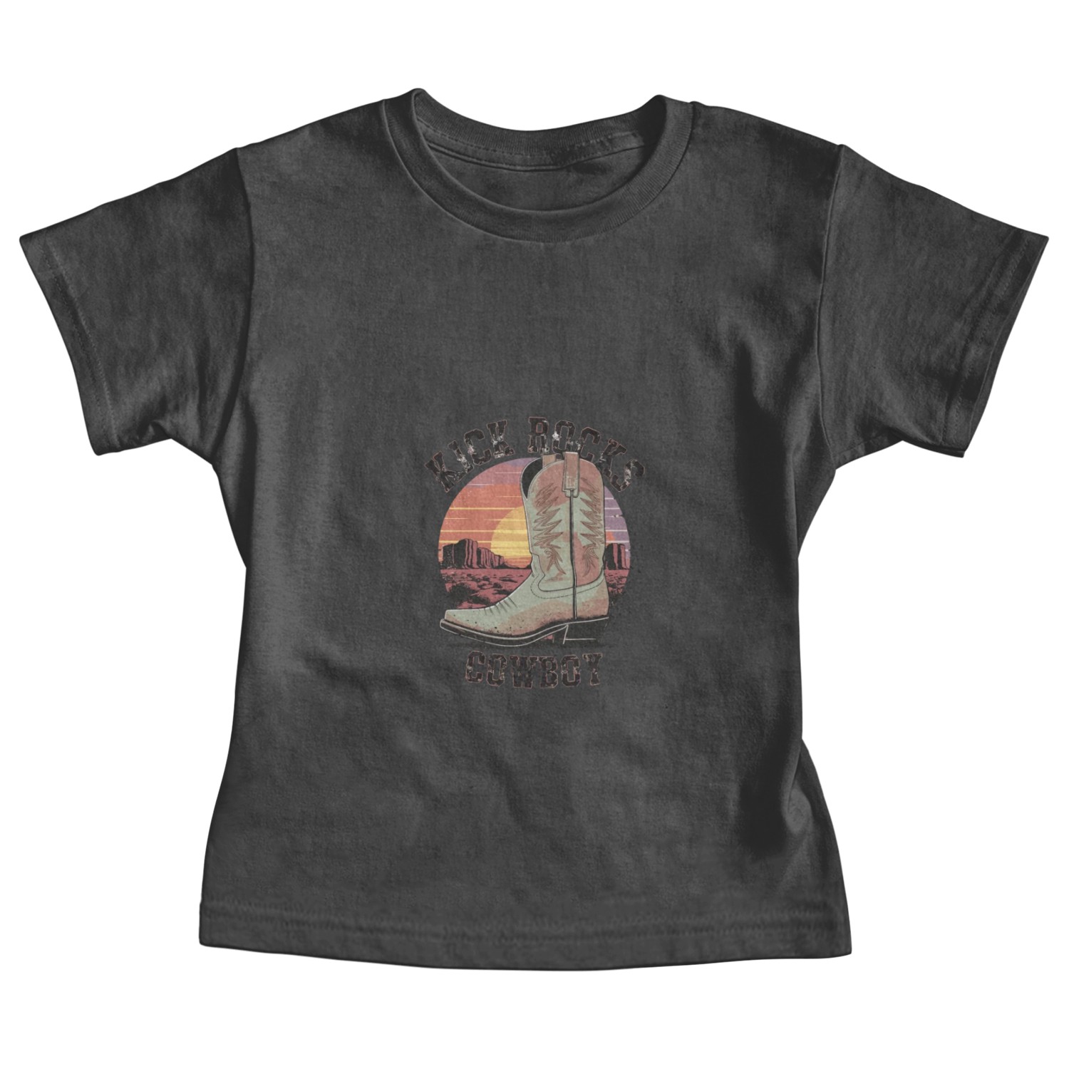 Kick Rocks Cowboy Western Sunset for a Western Baby Tees