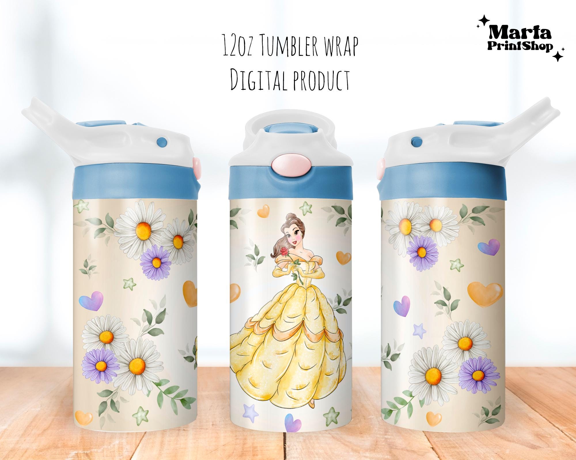 Magical Spring Princess Tumbler png, Sippy Cup 12oz, Magical Girly Flip Top