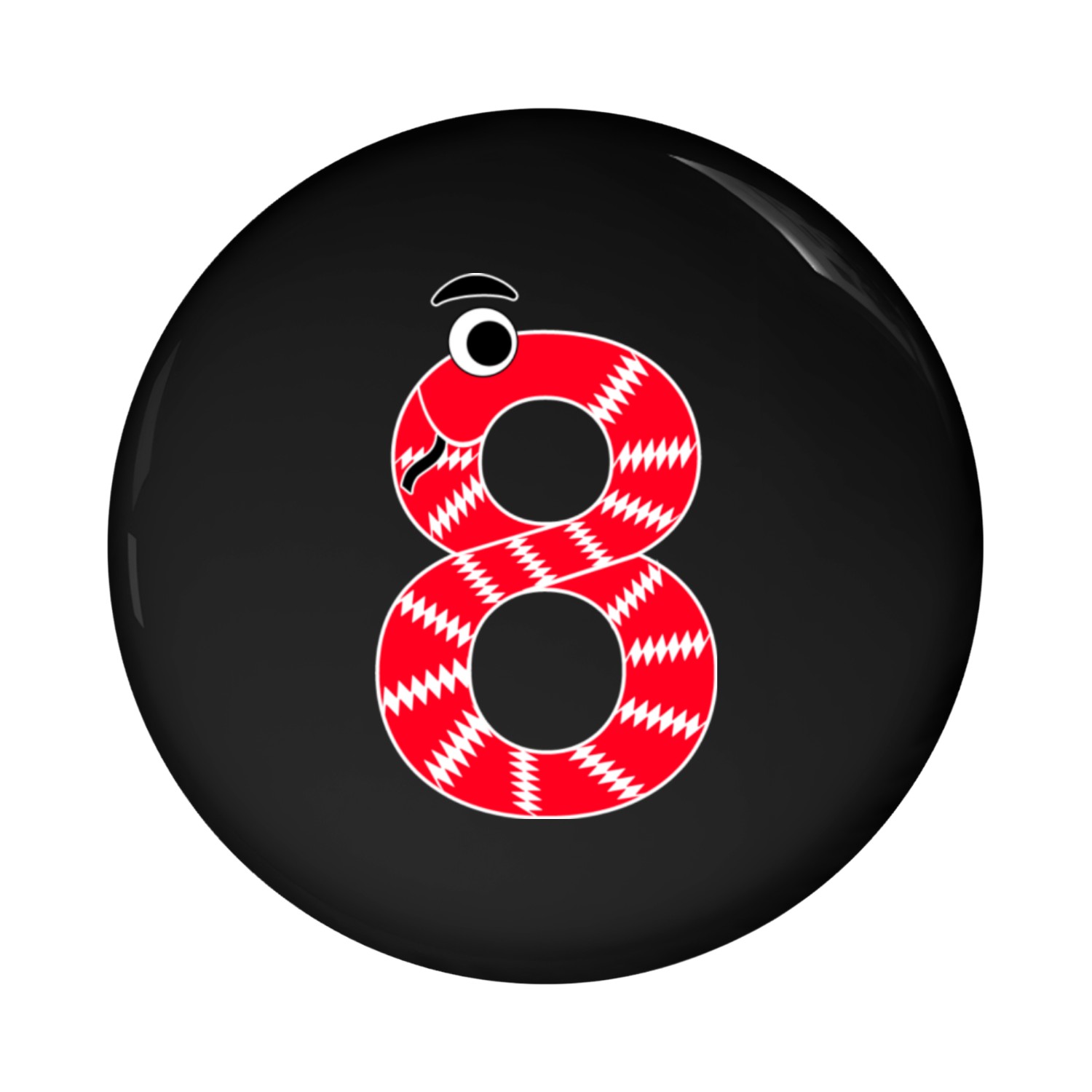 Whimsical Snake Number Eight Design Pin Buttons
