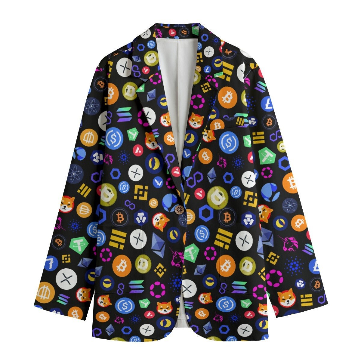 Women's Leisure Blazer, Money, Crypto, Cryptocurrencies, Crypto blazer, Crypto Gift, Cryptocurrency Lover, blockchain, gift