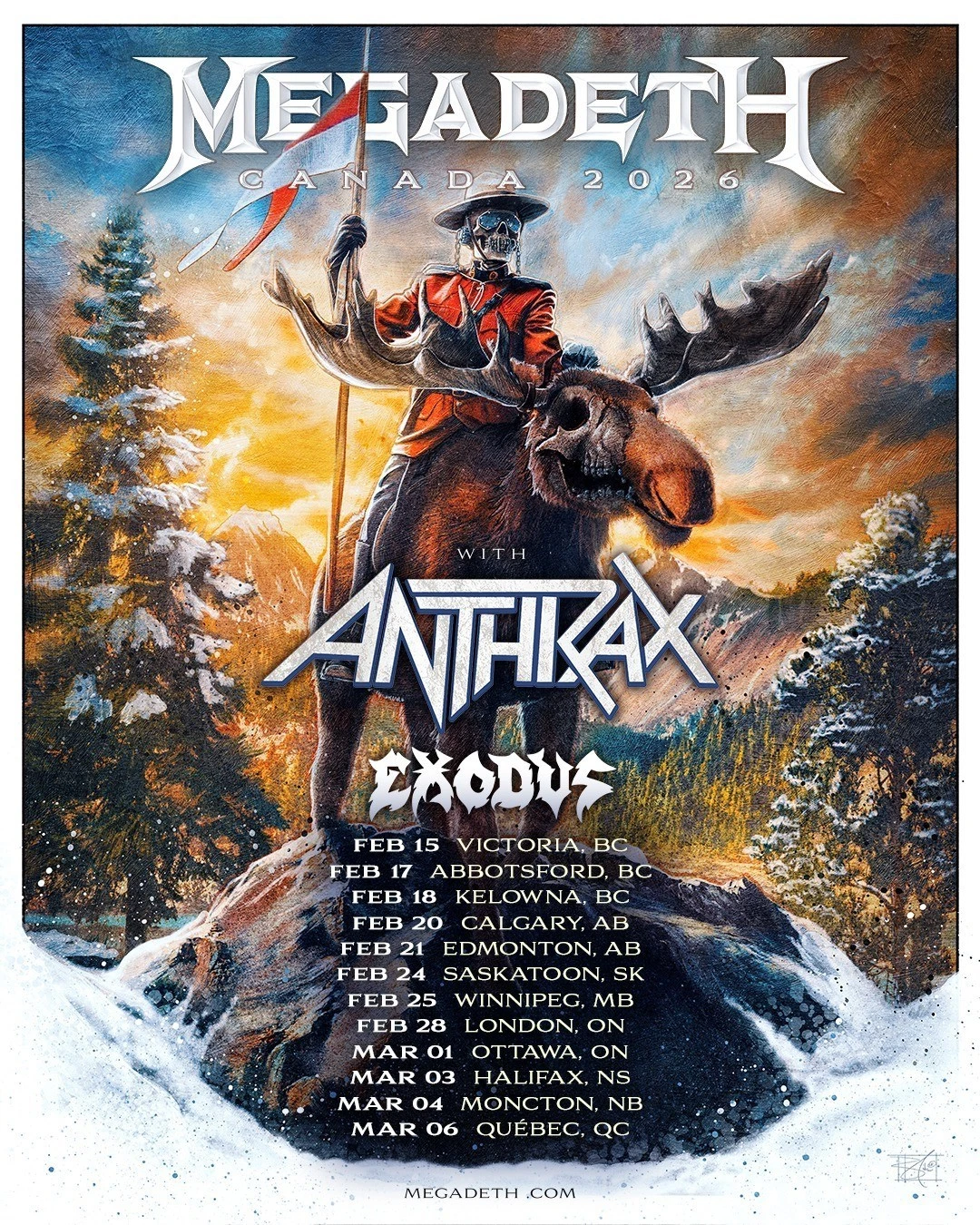 Megadeth Canada Tour 2026 Poster