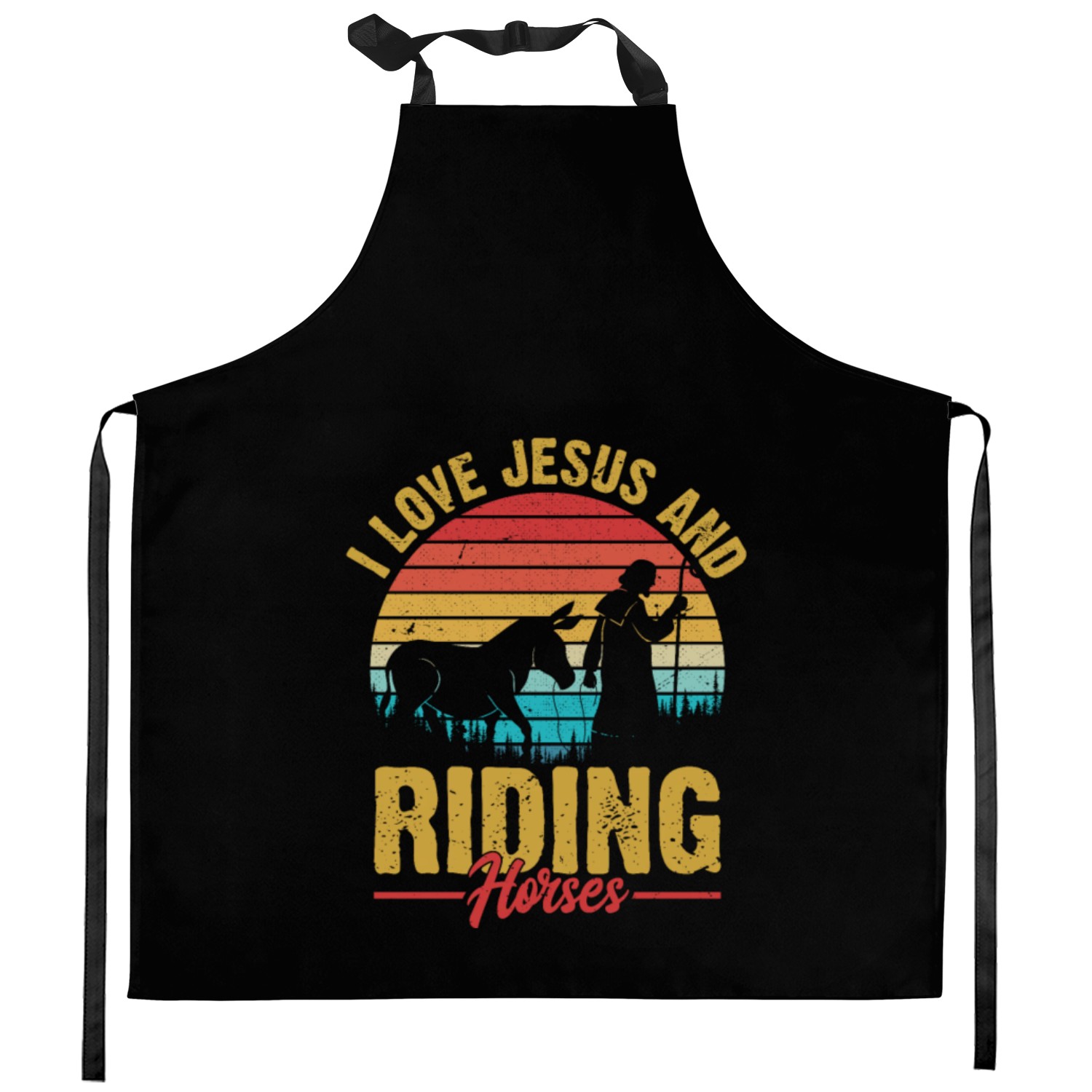 I Love Jesus And Riding Horses Riding Woman Horseb Kitchen Aprons