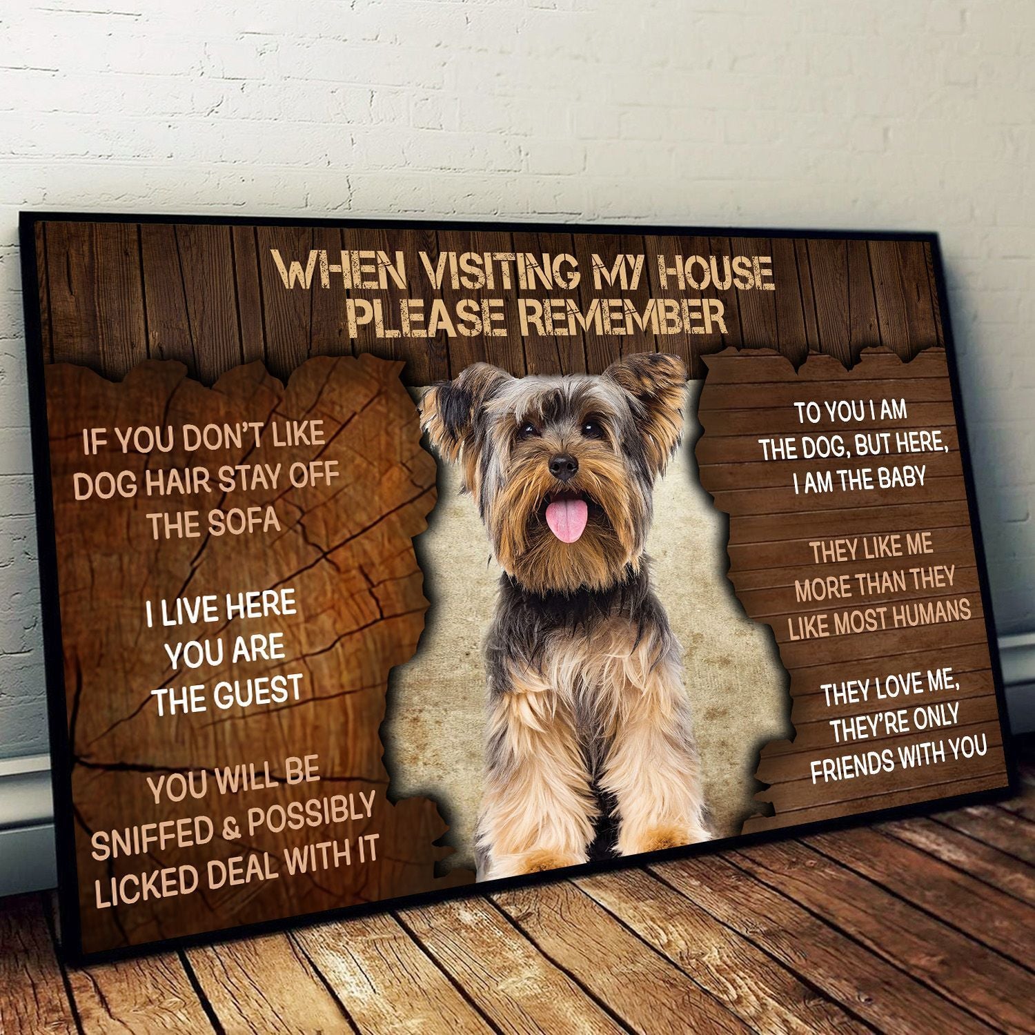 Yorkshire Terrier Please Remember When Visiting My House – Personalized Dog Wall Art Canvas – Poster To Print – Housewarming Gifts