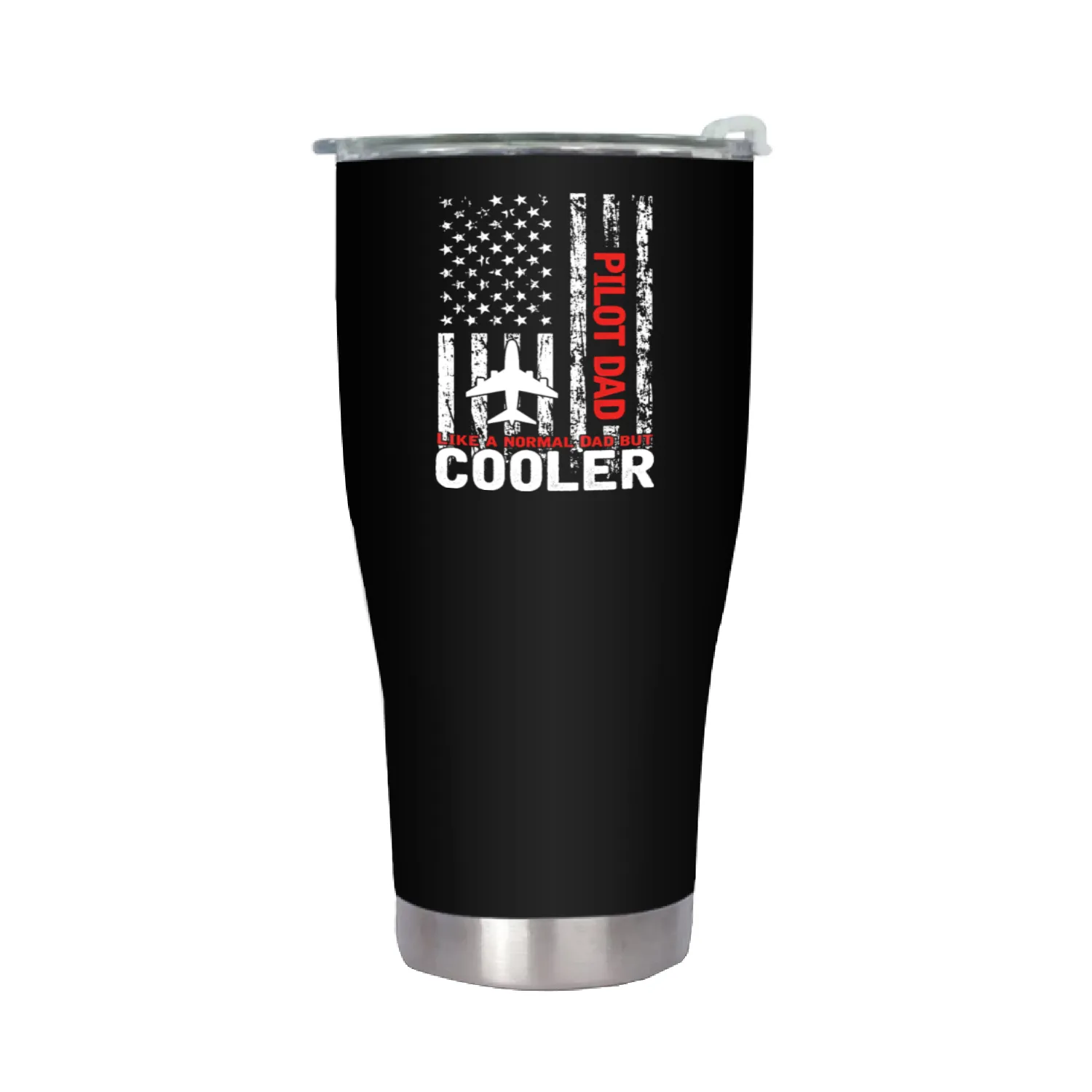 Pilot Dad Like A Normal Dad But Cooler USA Flag Stainless Steel Tumblers