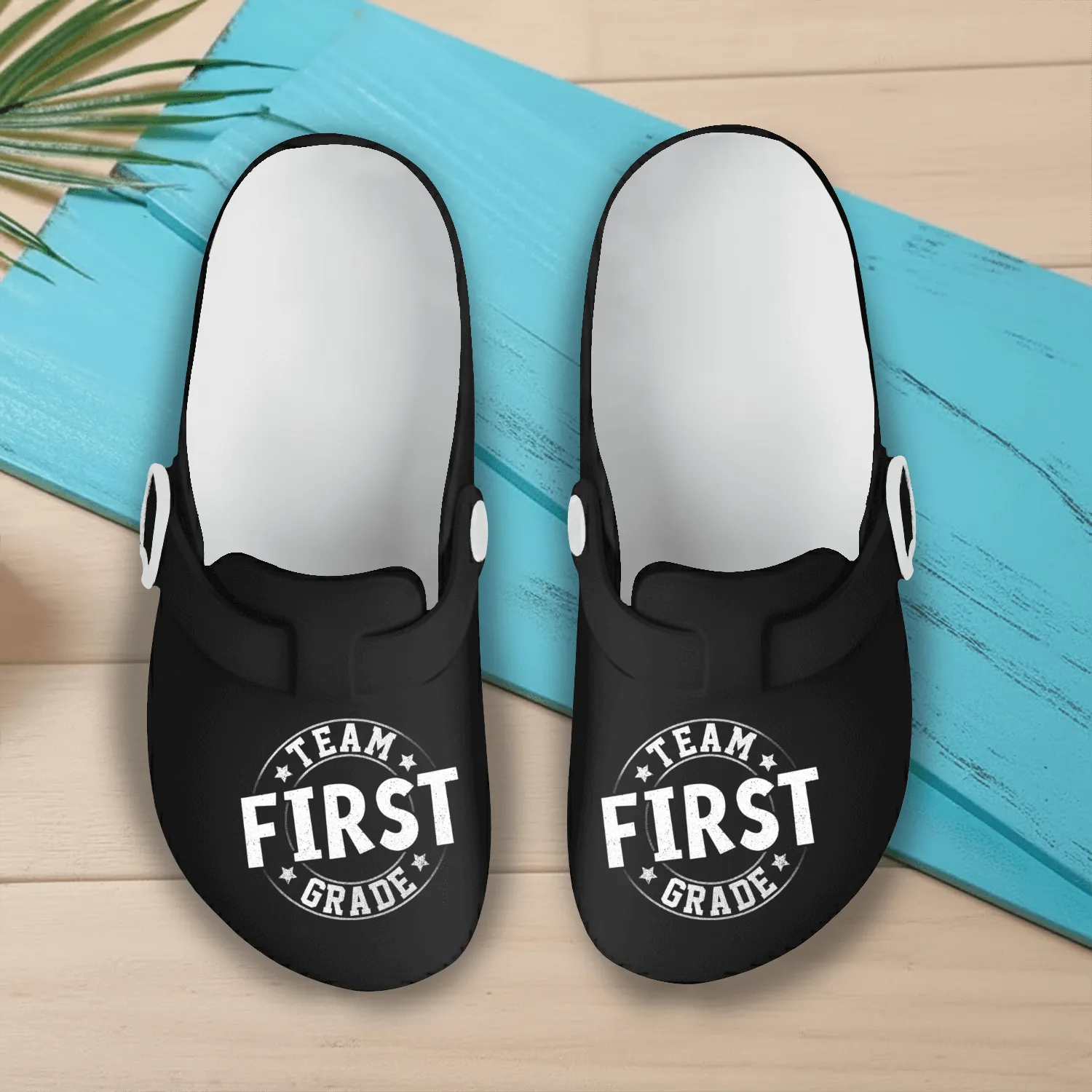 Team First Grade Teacher Student Back To School 1s Slip On Clogs