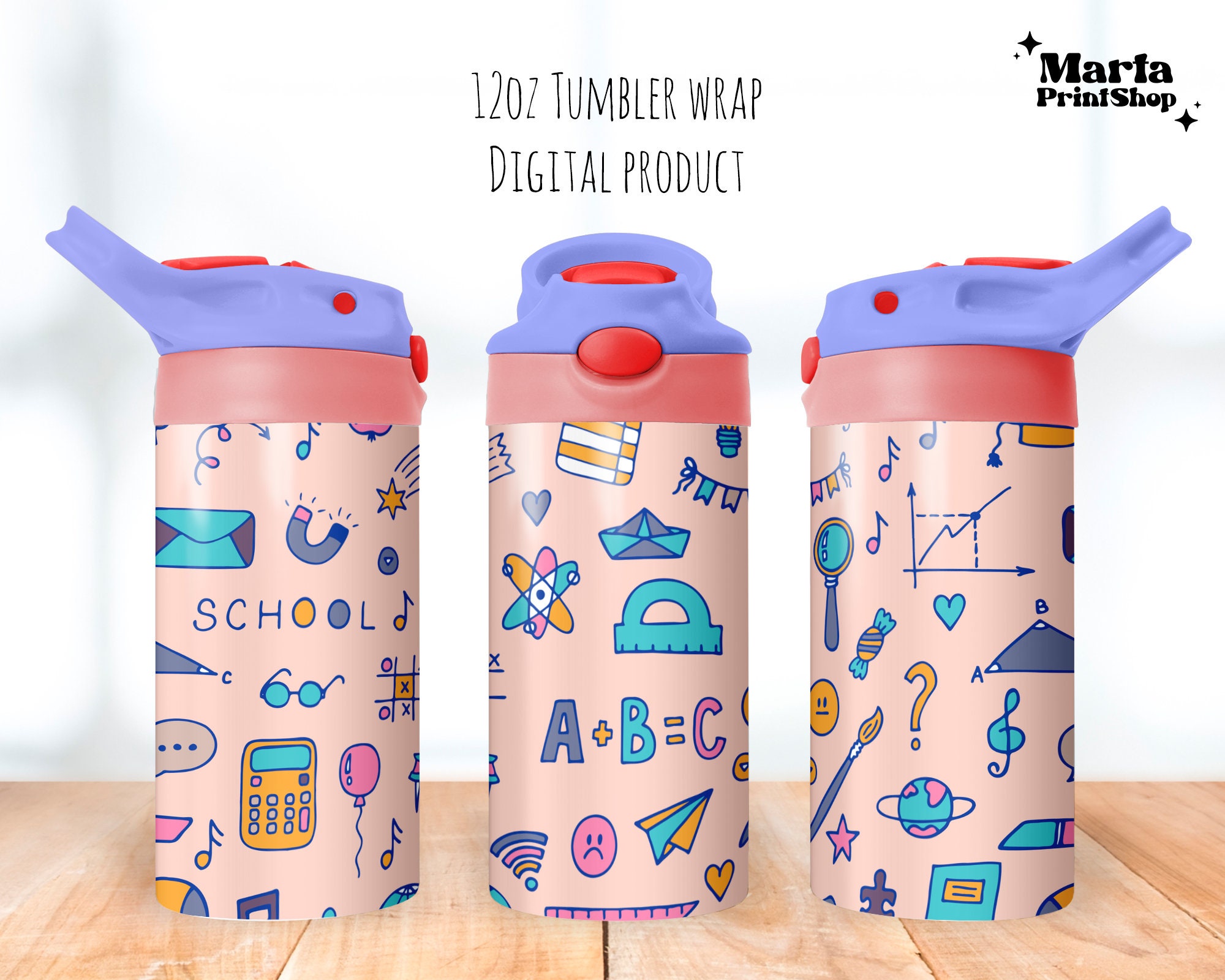 Back to School Sippy Cup Flip Top Tumbler 12oz