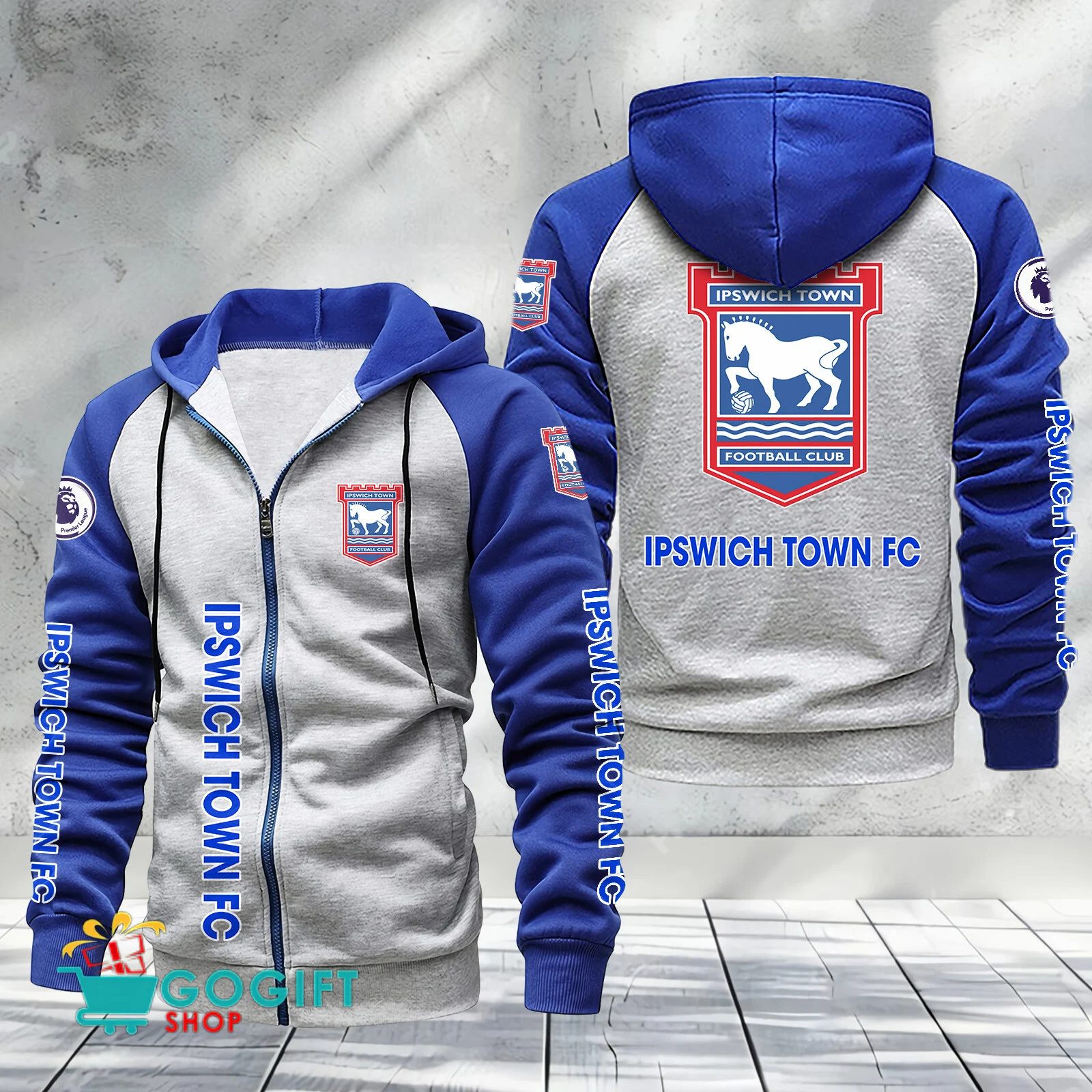 Ipswich Town FC Sporty Style Raglan Zipper Hoodie