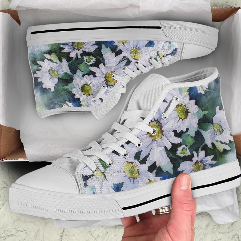 Asters Flowers High Top Sneakers / Asters Flowers Custom Print Trainers Shoes / Asters Flowers High Top Shoes / Asters Flowers Gift