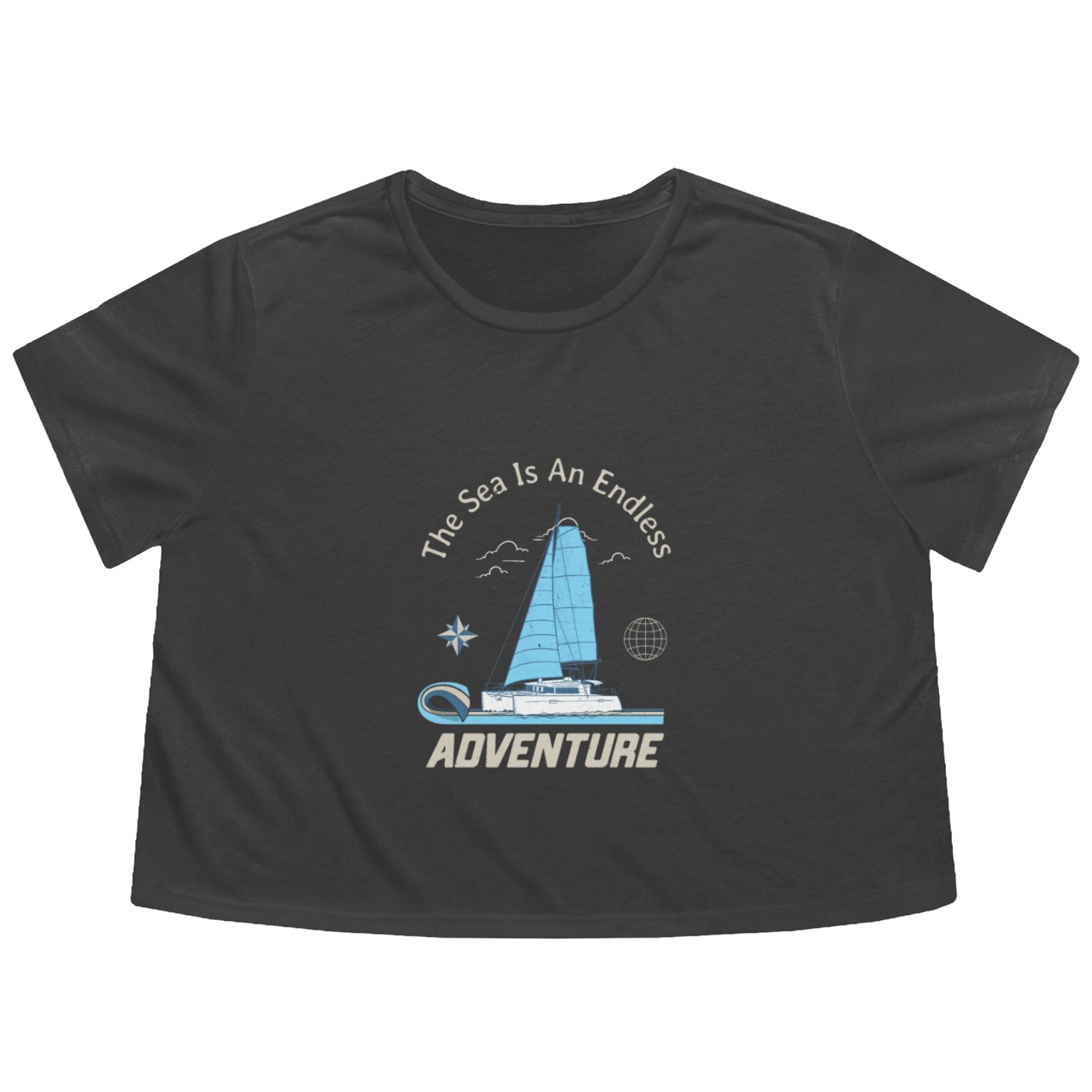 Sailing Is An Endless Adventure Sailor Flowy Cropped Tees