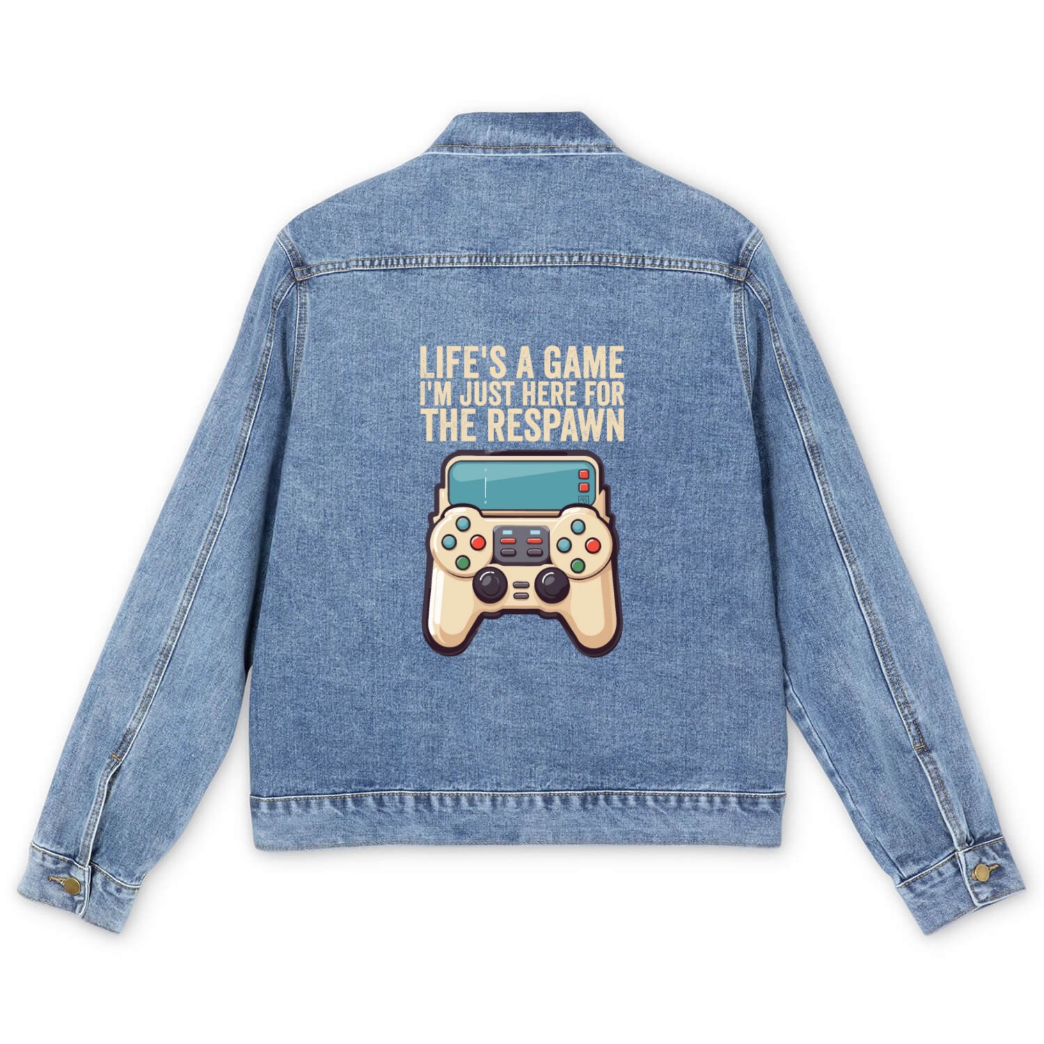 Life is A game I am Here For The Respawn Men's Denim Jackets