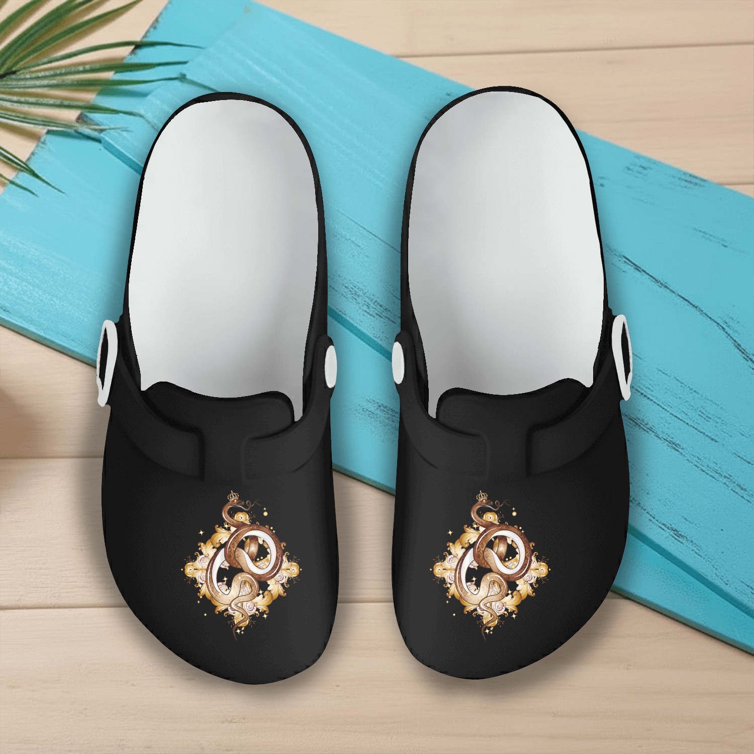 Snake with a Crown – Symbol of Grace & Power Slip On Clogs