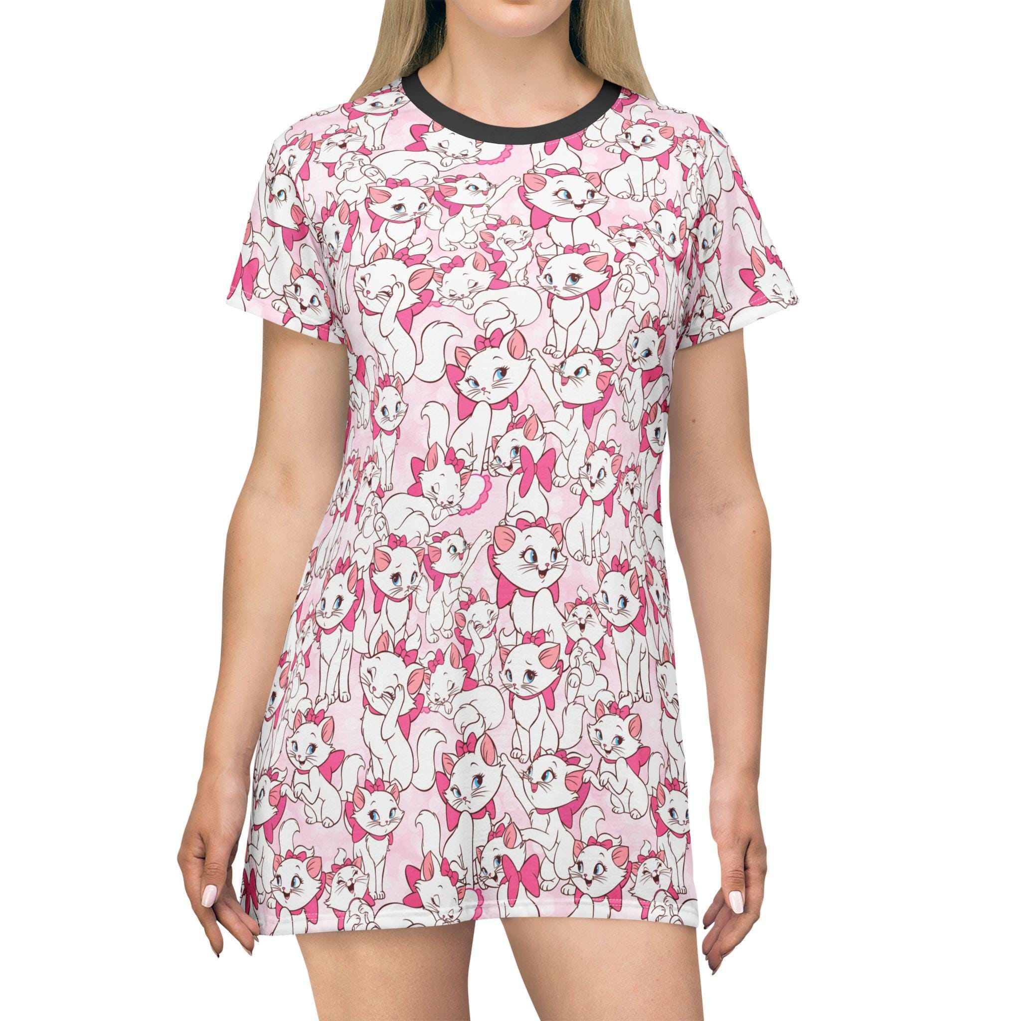 Marie with her Pink Bow Women's T-Shirt Dress