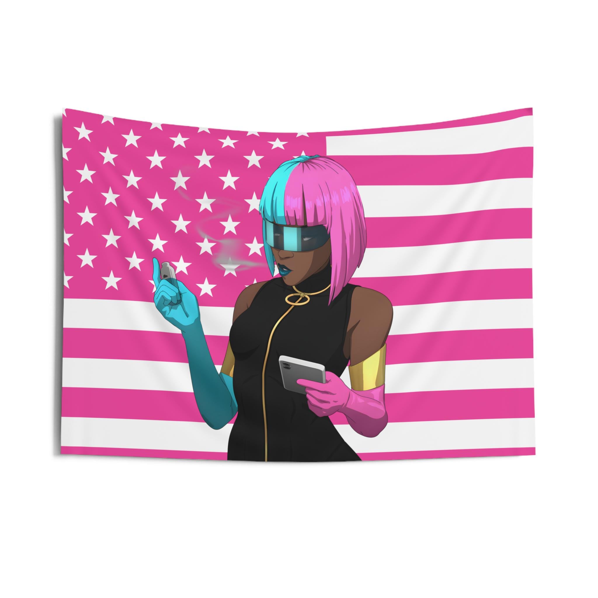 Prism Smoking (Dispatch) Flag, Prism Indoor Wall Tapestries, Prism Dispatch Pink Flag
