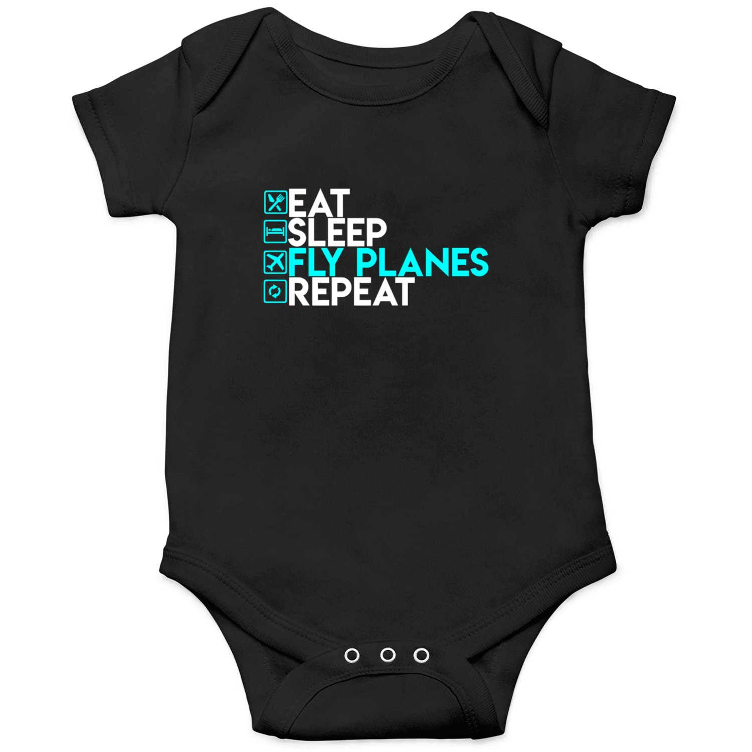 Eat Sleep Fly Planes Repeat Airplane Pilo Onesies