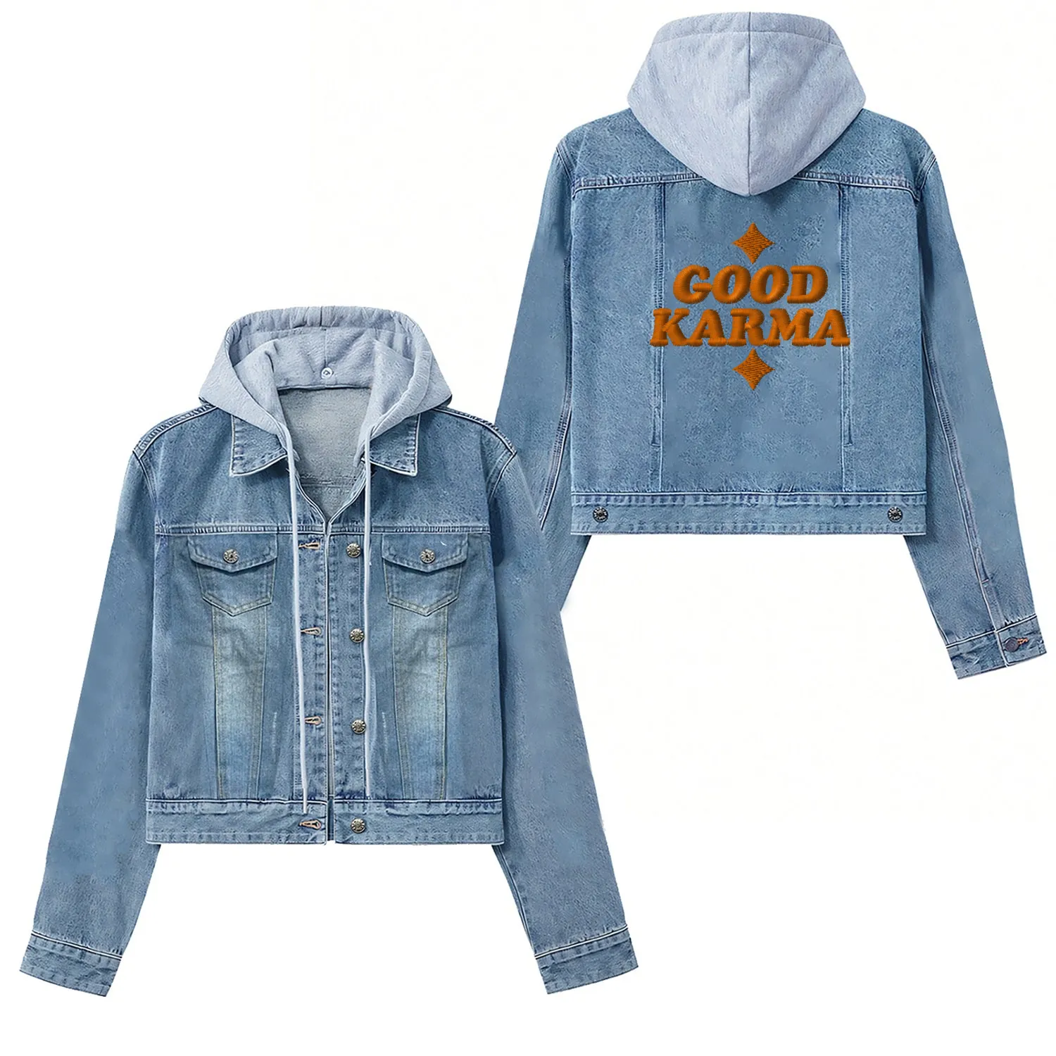 Good Karma embroidered Women's Denim Jackets
