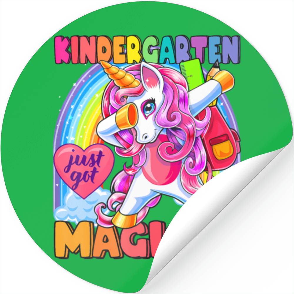 Kindergarten Magical Dabbing Unicorn Back to Schoo Stickers
