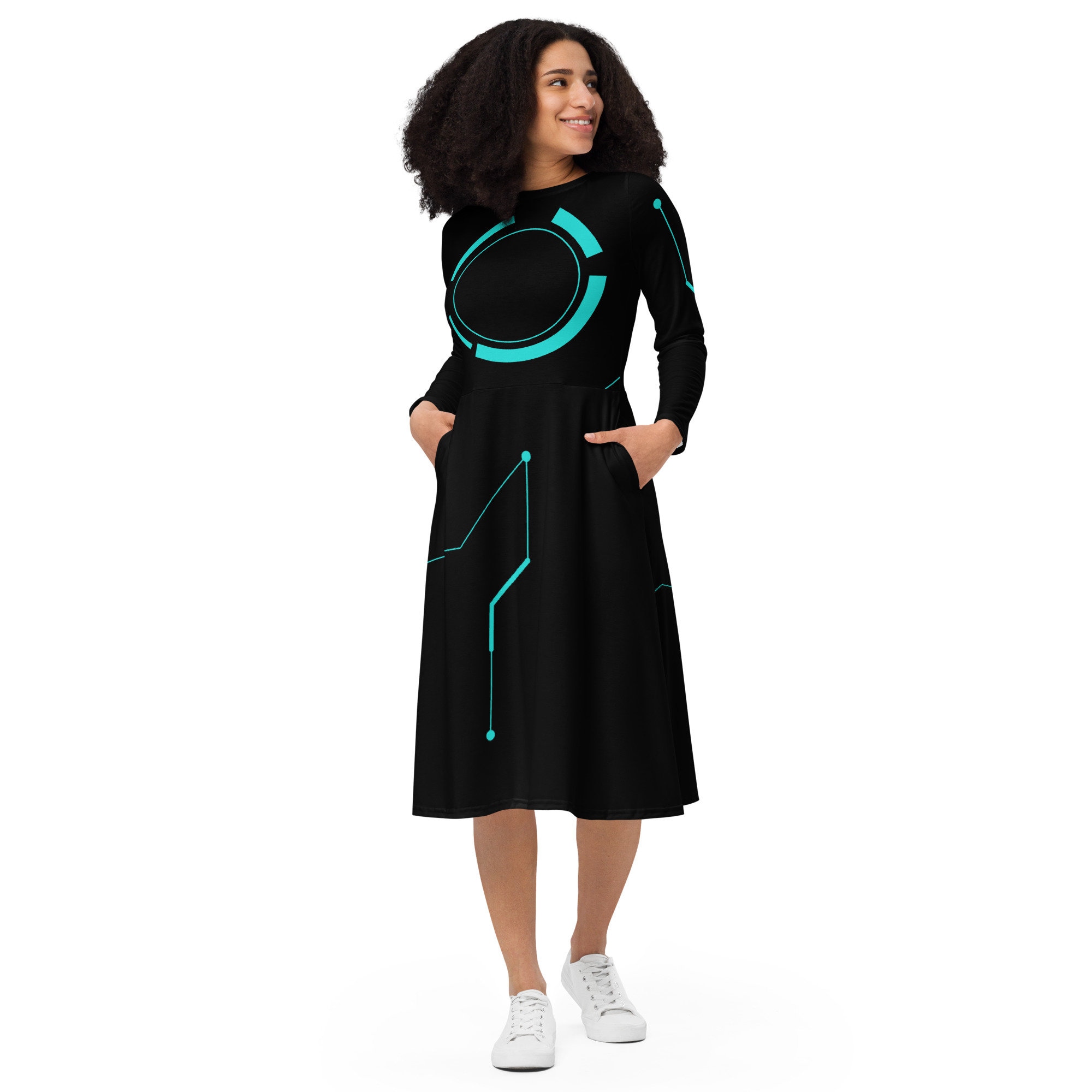 Light Cycle long sleeve midi dress | Halloween Costume | Cartoon Cosplay