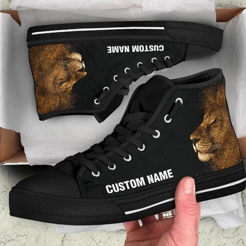 Lion Custom Name High Top Sneakers / Lion Custom Print Trainers Shoes / Lion High Top Shoes / Lions Lover Gift
