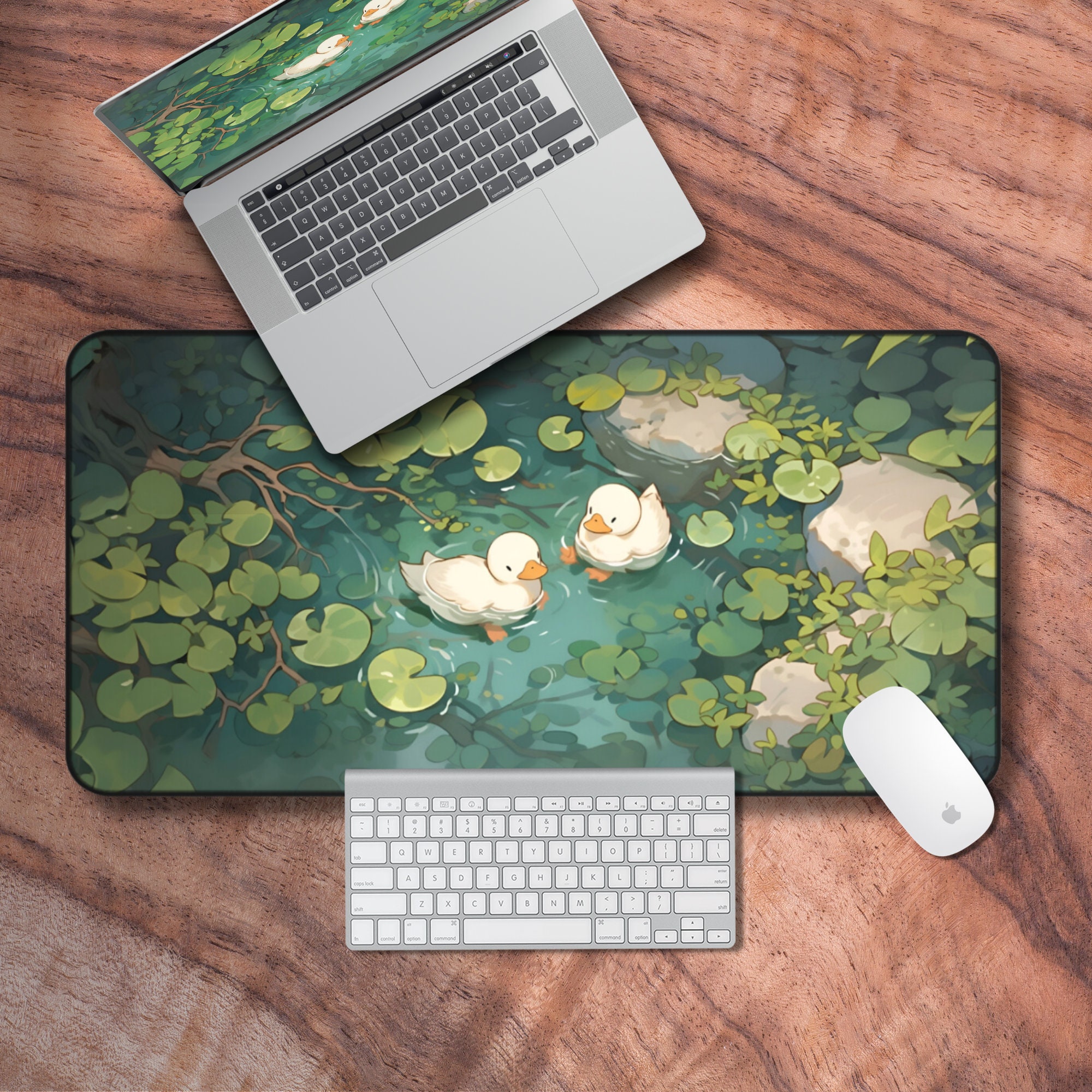 Cute Duck Gaming Mouse Pad, Kawaii Desk Mat, Lofi Desk Accessories for Gamers