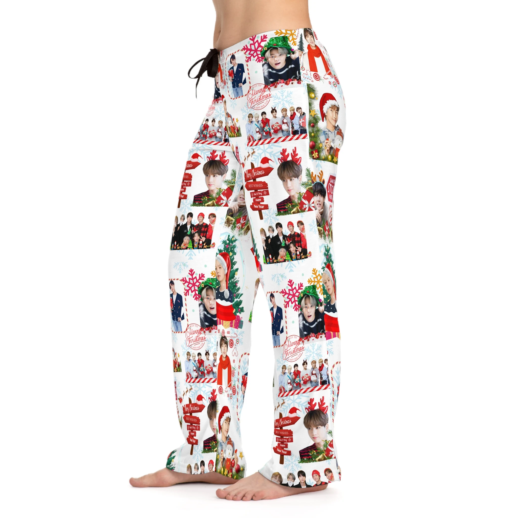BTS OT7 Christmas Women's Pajama Pants, K-Pop Holiday Pajama, Gift for K-Pop Fans