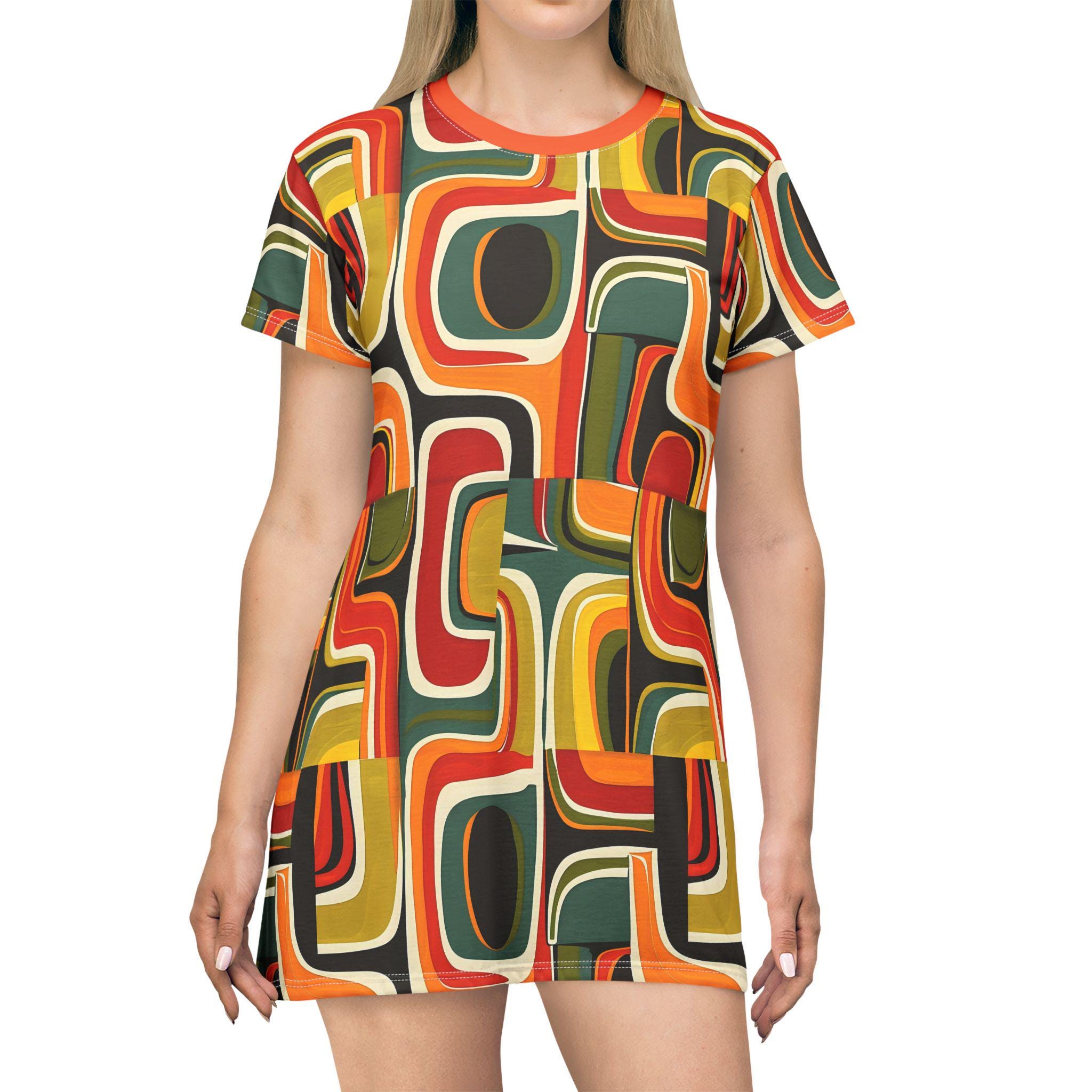 Retro Abstract T-Shirt Dress