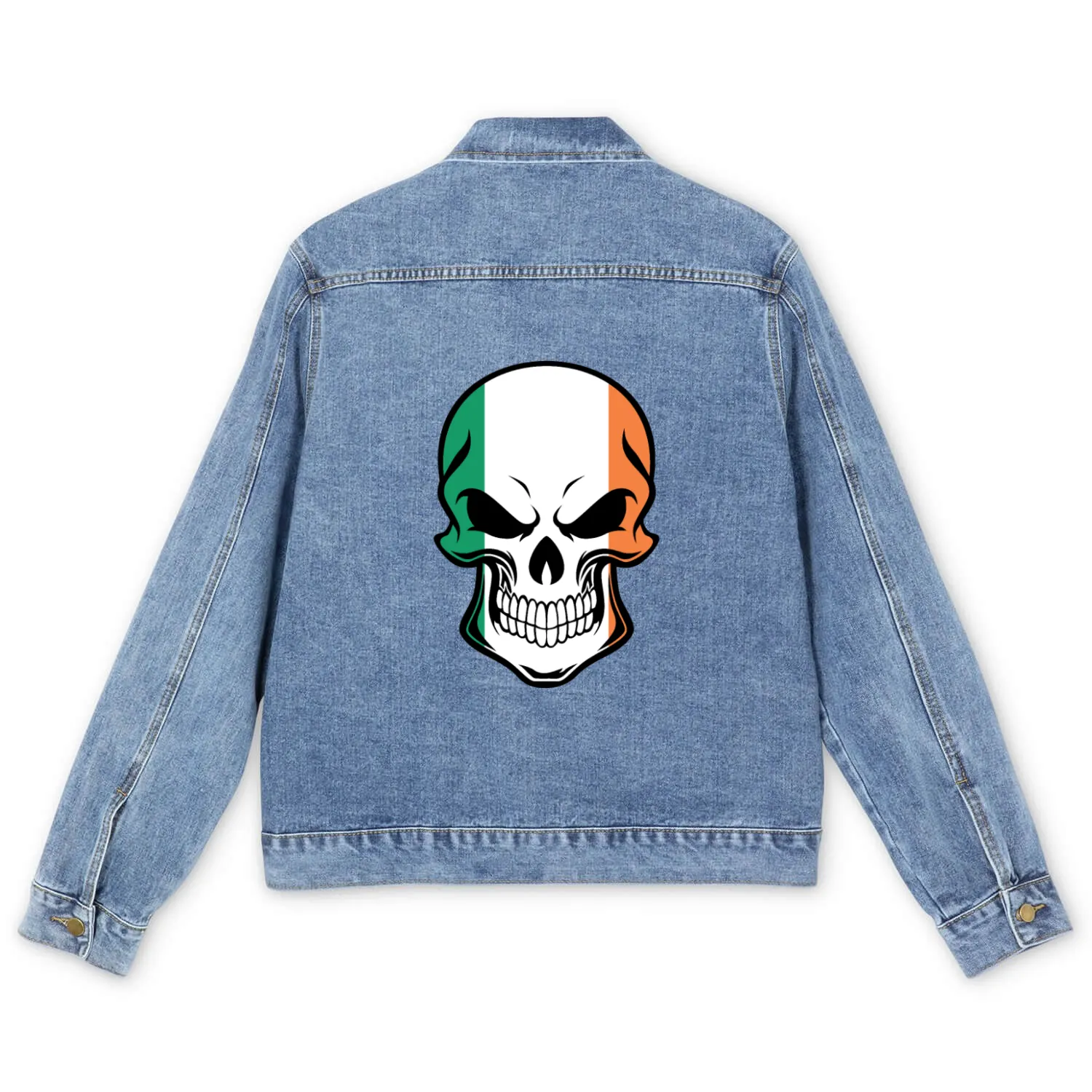 Irish Flag Skull Men's Denim Jackets