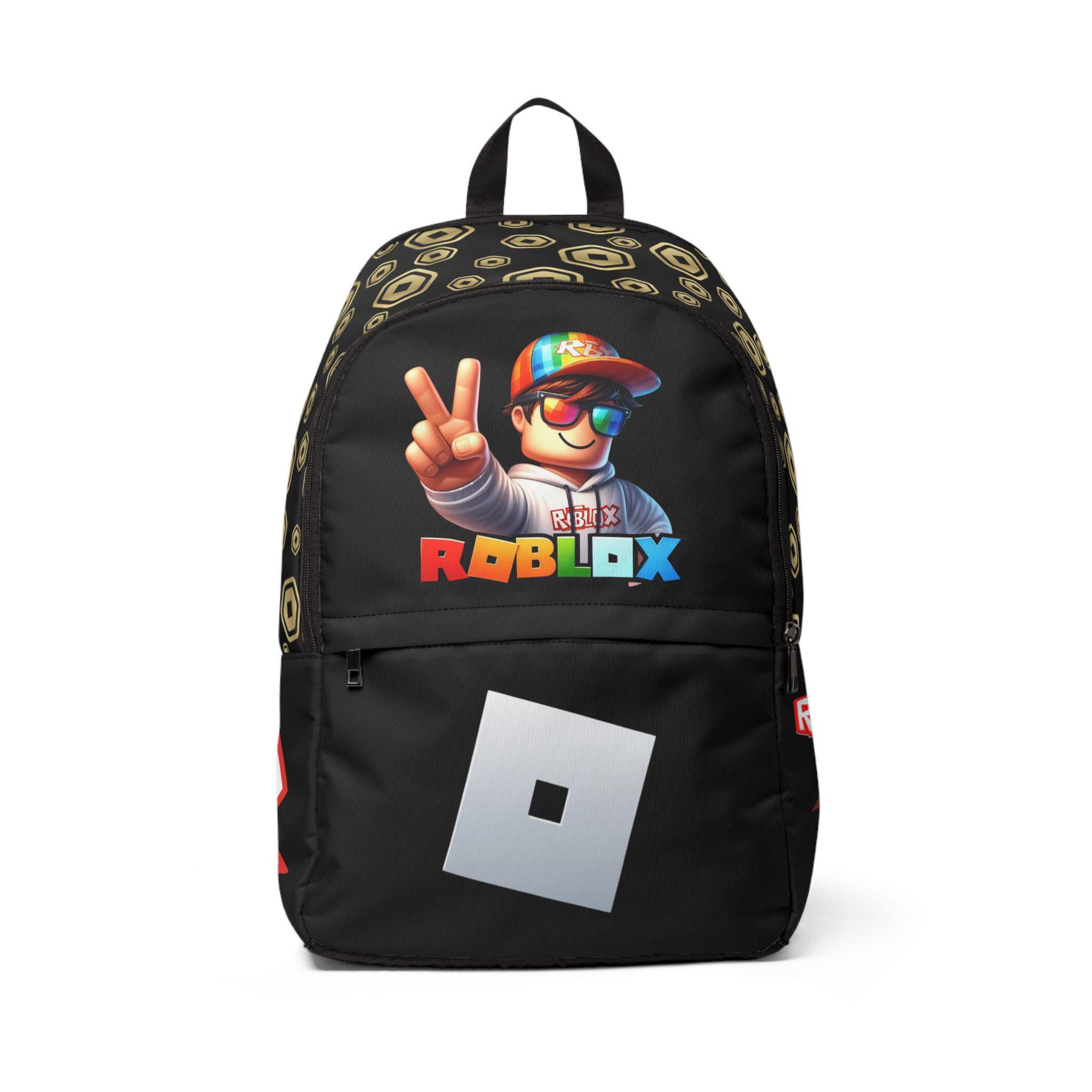Roblox Black Backpack, School Travel Bag, Lightweight Waterproof Nylon