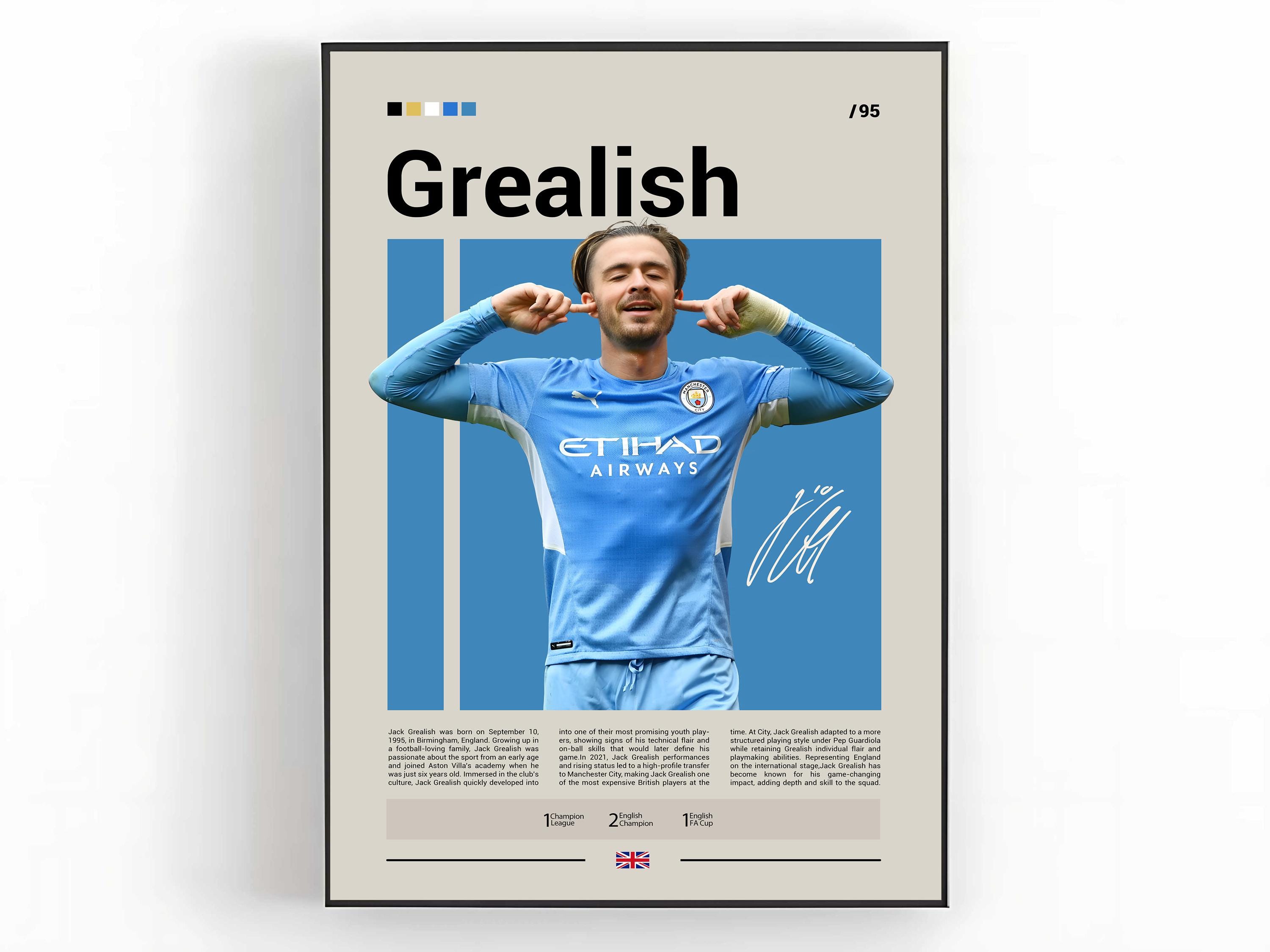 Jack Grealish Poster, Manchester City Wall Art, Soccer Print, Grealish Decor, Man City Poster, Premier League Art, Football Fan Gift
