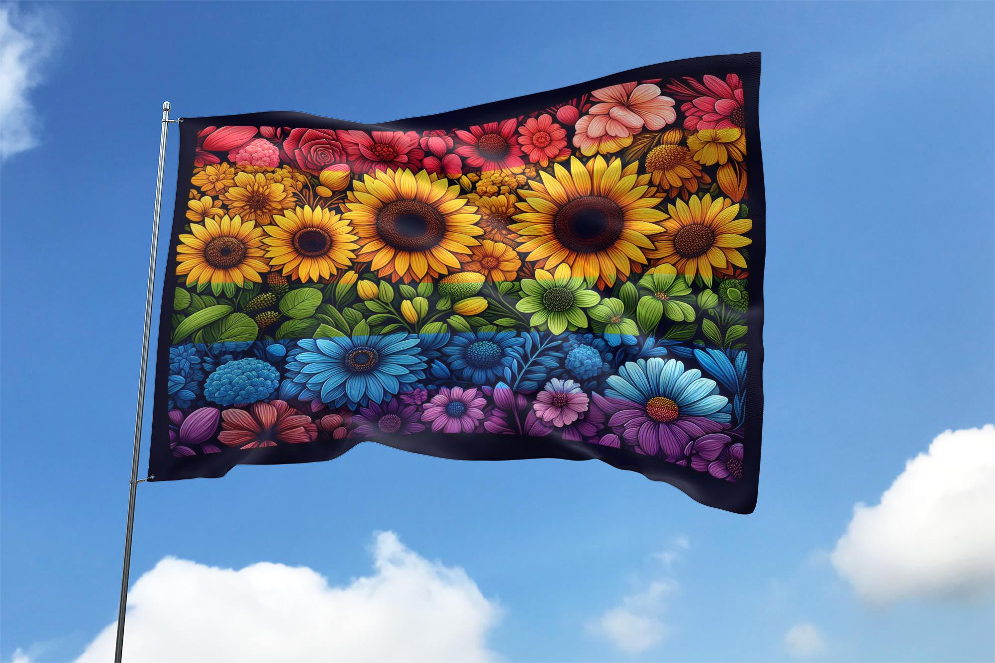 Floral Pride LGBTQ+ House Flag, Beautiful Flower Pride Outdoor Decor, Gay Couple Housewarming, Pride House Flag