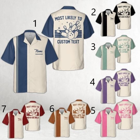 Personalized Retro Bowling Pocket Hawaiian Shirt, Funny Most Likely To Bowling Shirt, Custom Name Bowler Button Up Shirt, Bowling Team Shirt