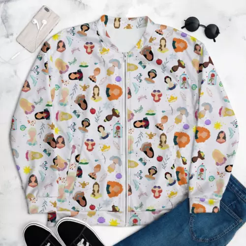 Colorful Princess Cartoon Characters Iconic Items Christmas Gift Bomber Jacket
