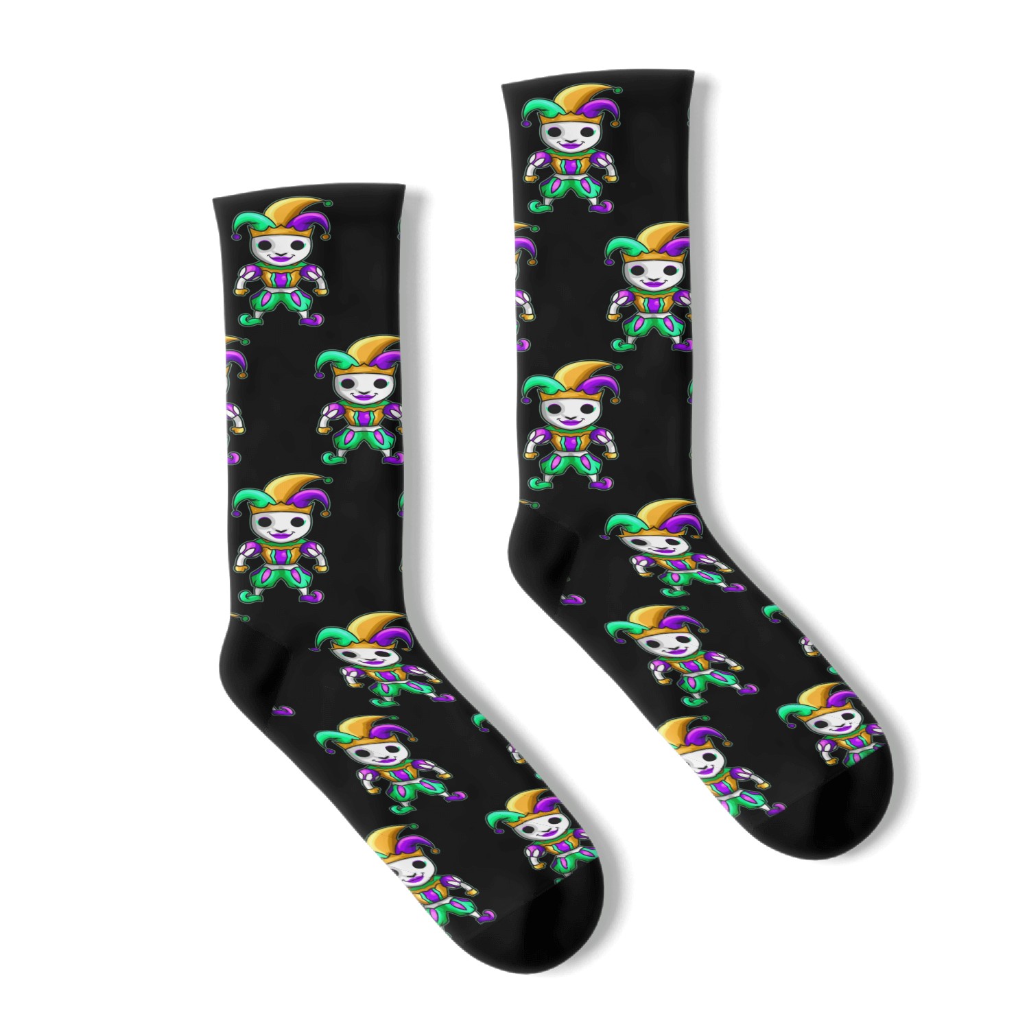 Cute Kawaii Jester With Mask For Mardi Gras Socks