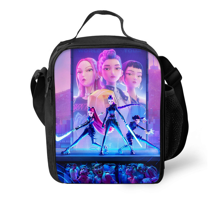 Kids Lunch Bag with Thermal Insulation Leakproof Food Container KPop Demon Hunters Storage Bag