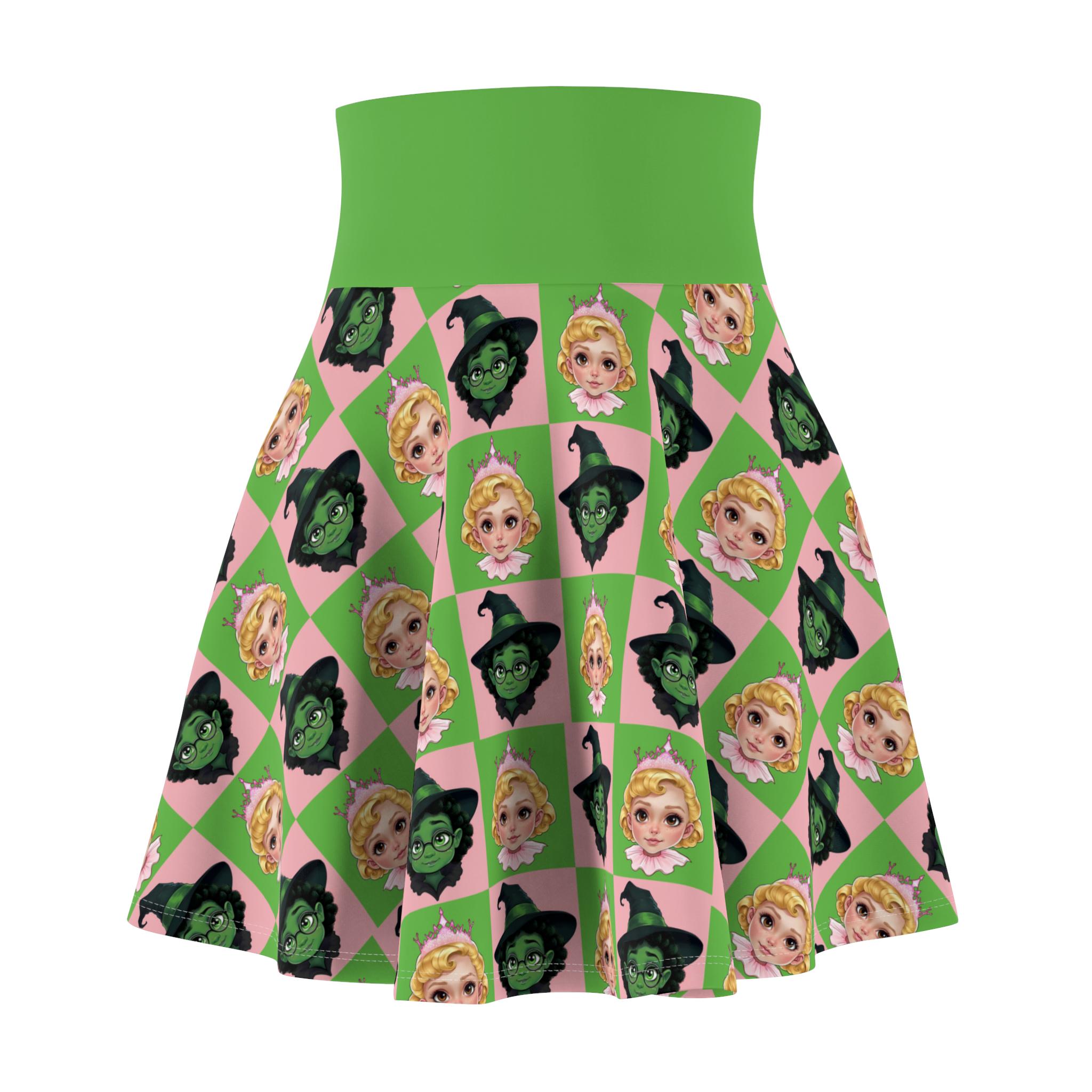 Skater Skirt, Wicked Themed Checkered Skirt for Women - Alternative Clothing, Halloween Costume, Gothic Fashion, Witchy Apparel, Grunge