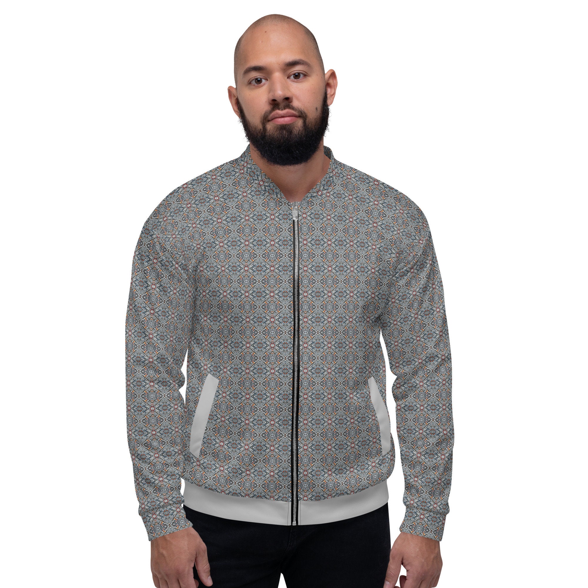 Mens Monogram Bomber Jacket - Argentine Pattern, Fleece Lined