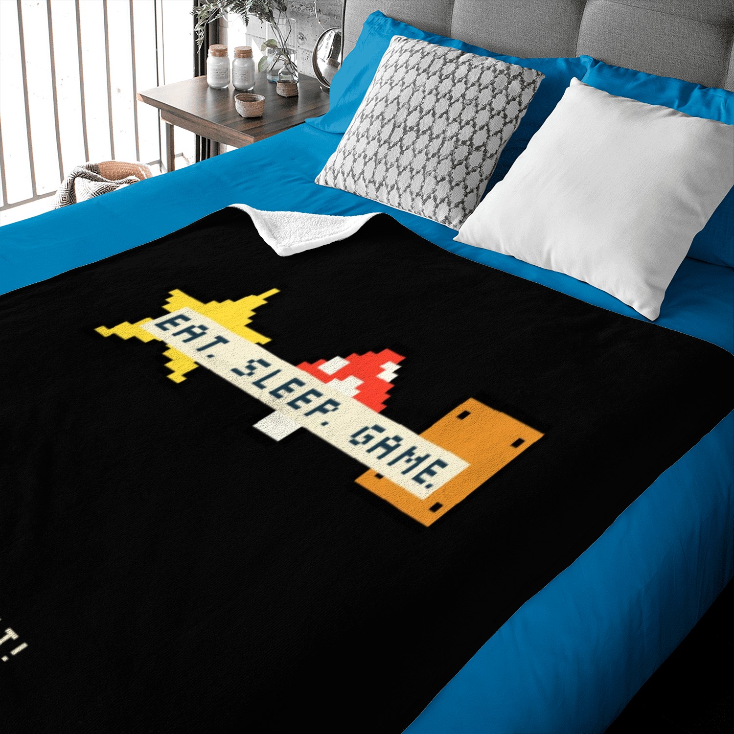 Eat, Sleep, Game, Repeat Baby Blankets