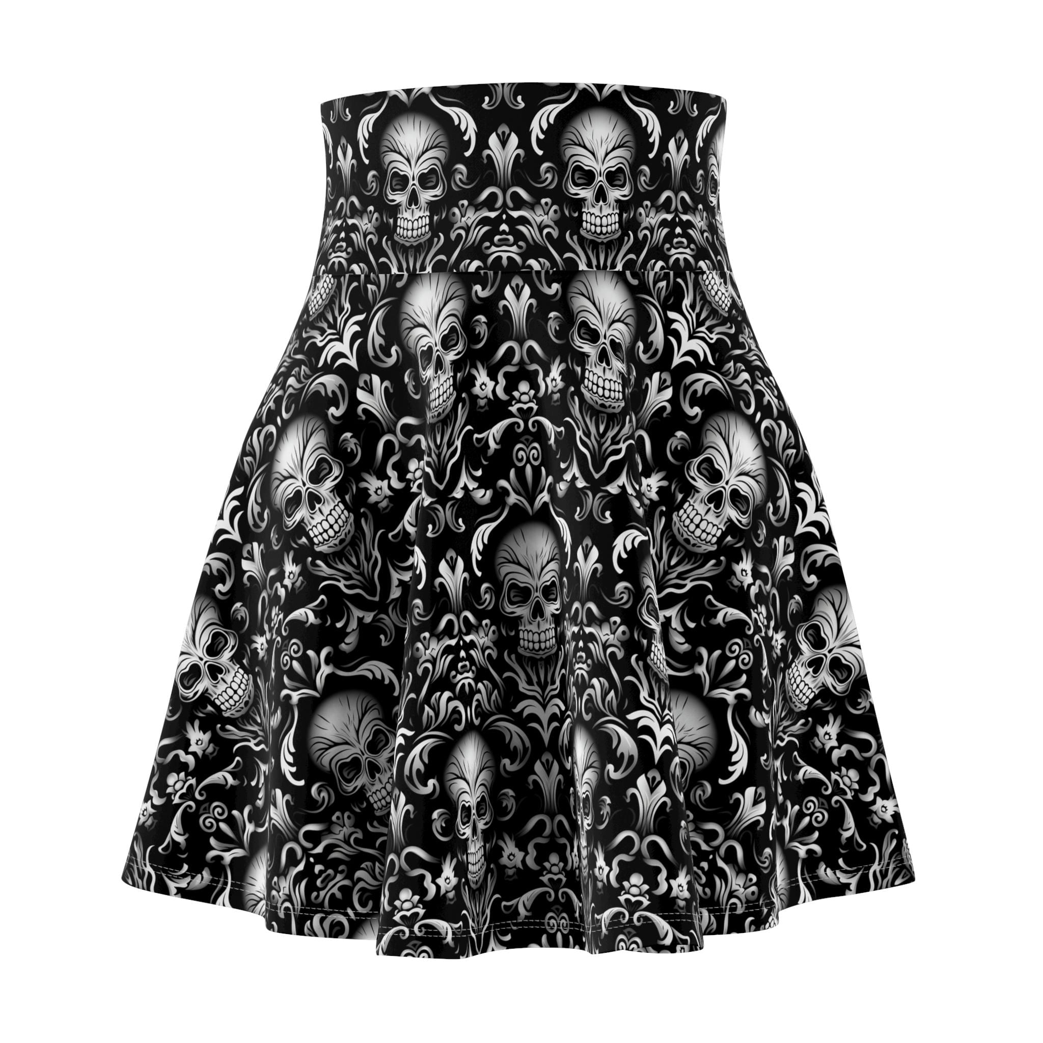 Gothic Skull Skeleton Women's Skater Skirt, Edgy Fashion, Alternative Dress, Halloween Outfit, Casual Wear, Unique Gift