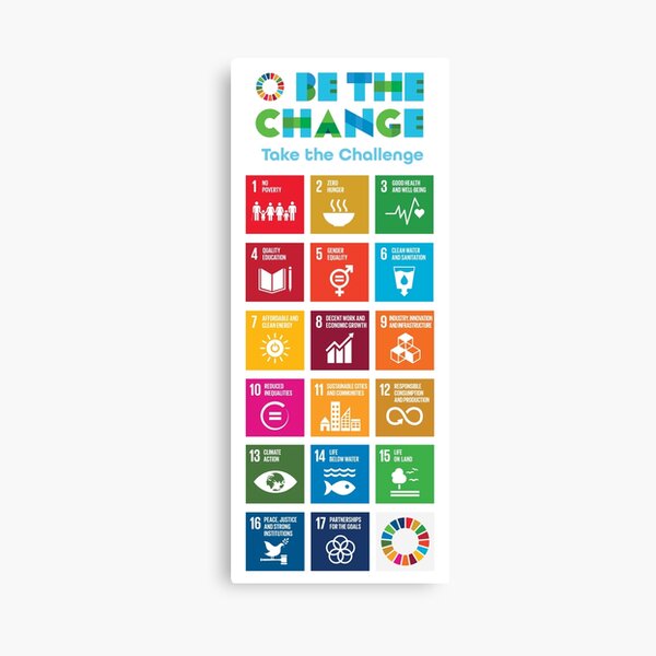 Global Goals Poster | UN SDGs 2030 Poster | United Nations Sustainable Development Goals Large Poster Printing | Be The Change Take The Challenge Canvas