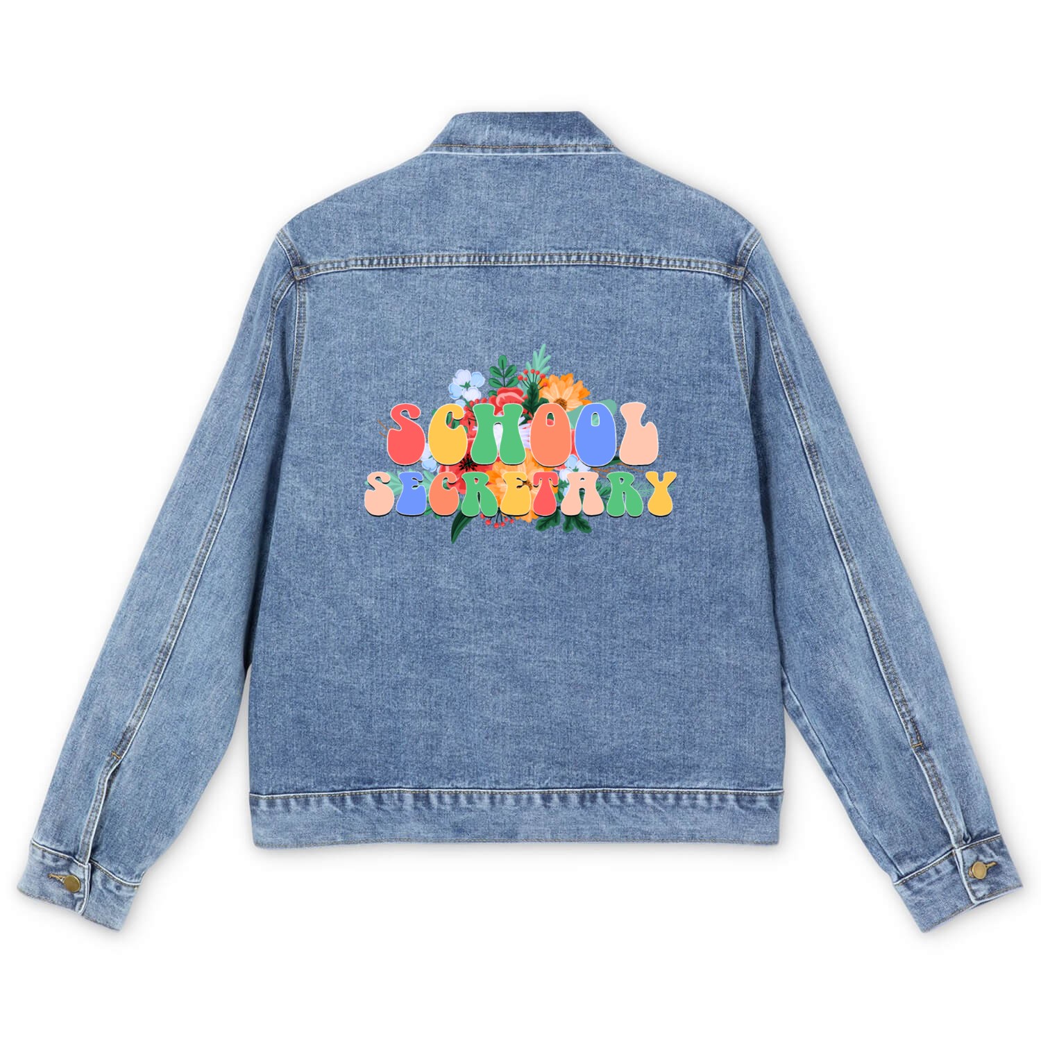 School secretary floral Men's Denim Jackets