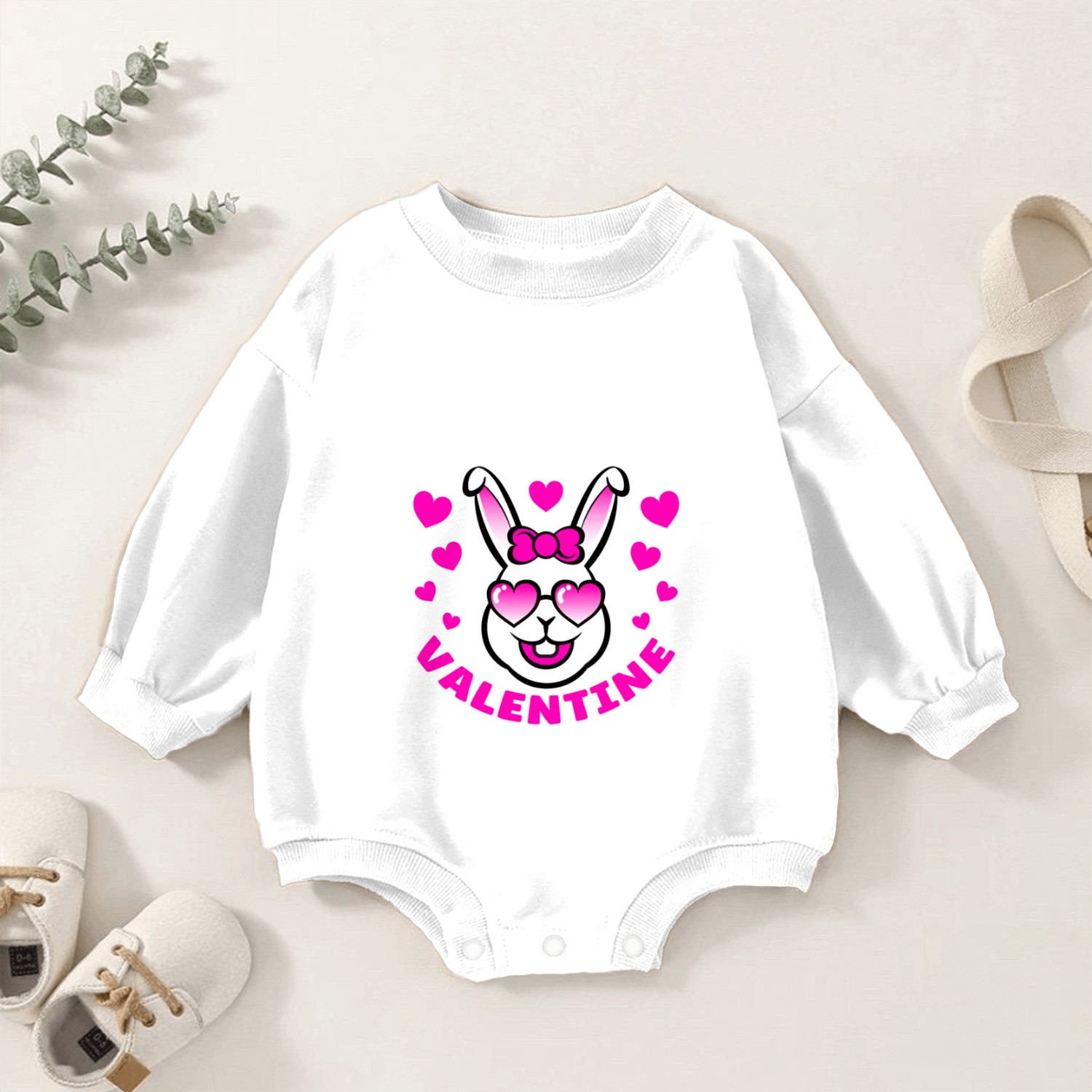 MY BUNNY IS MY VALENTINE Pink Sunglasses Baby Romper Sweatshirts