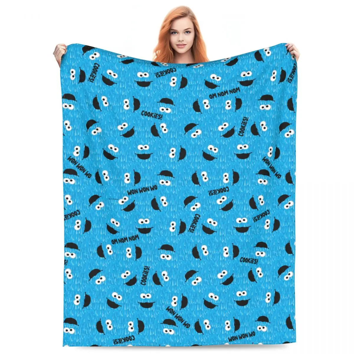 Cookies Monsters Fur Blanket Flannel Sofa Blankets Cozy Super Soft for Travel Bedding