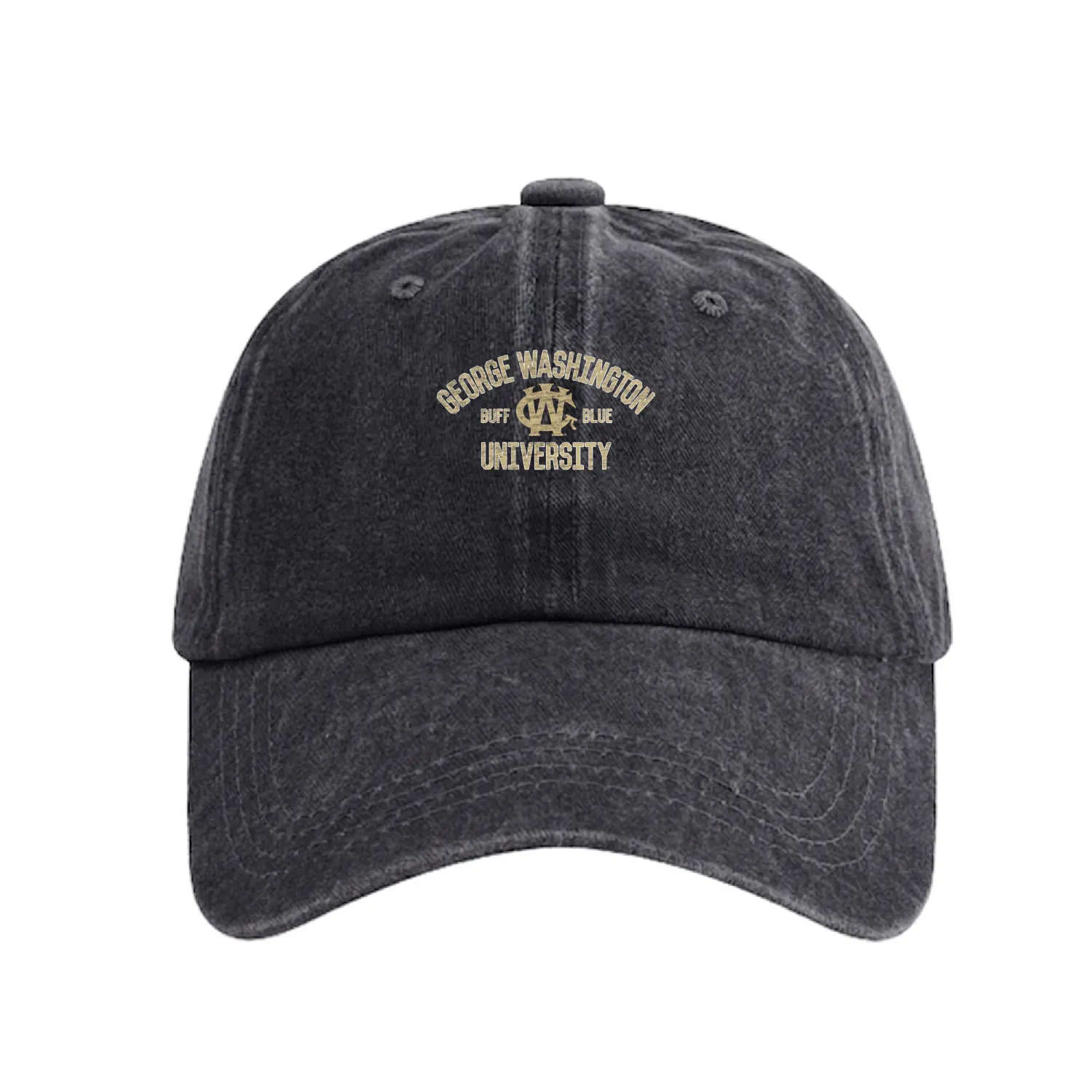 George Washington Colonials Arch Over Team Color Washed Denim Baseball Caps
