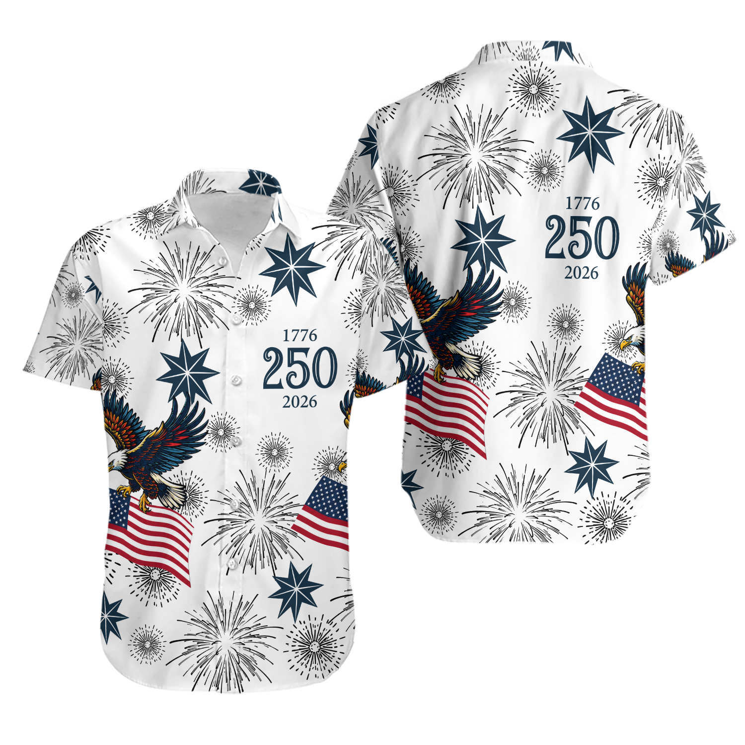 USA 250th Anniversary Eagle Hawaii Shirt, Button-Down