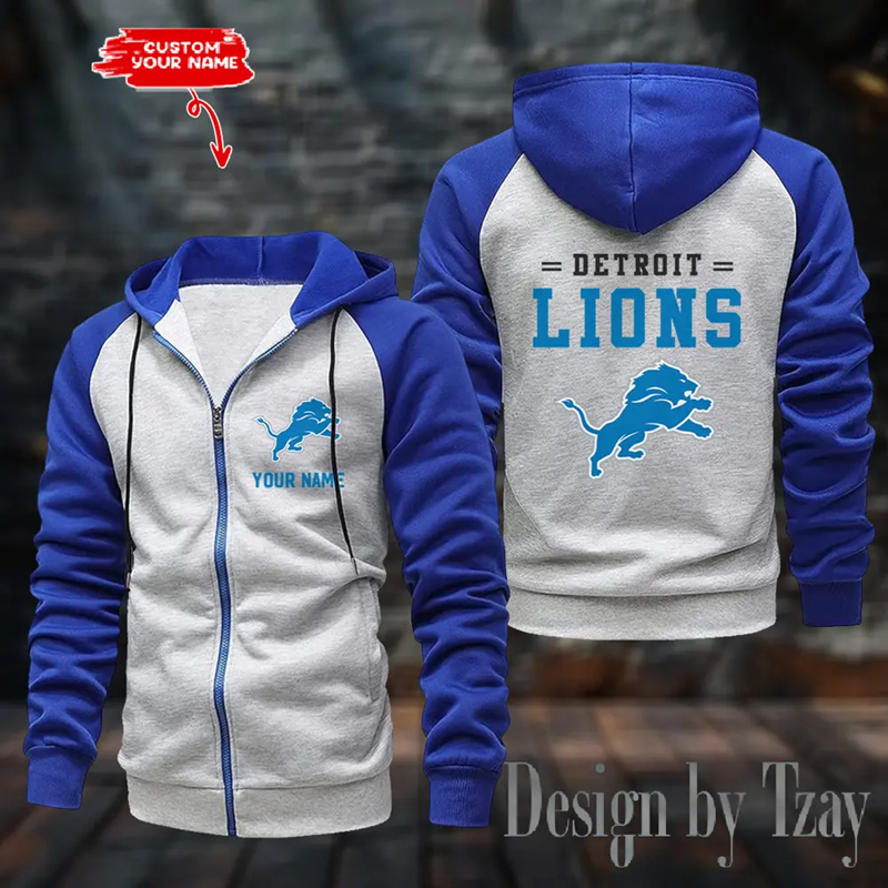 Detroit Lions Raglan Zip Hoodie, Football Lover Gift, Game Day