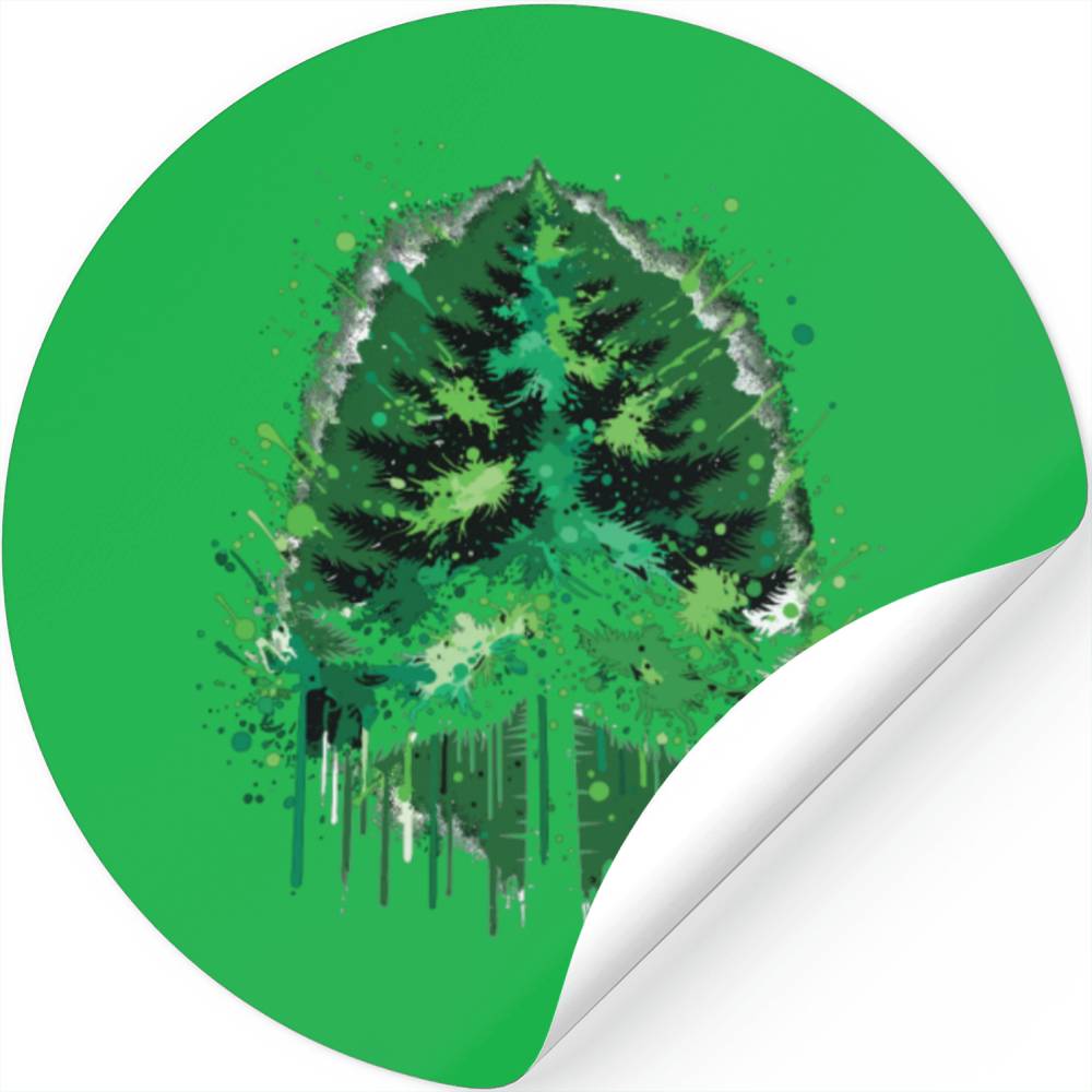 Emerald Forest Drip Art Inspired Design Stickers