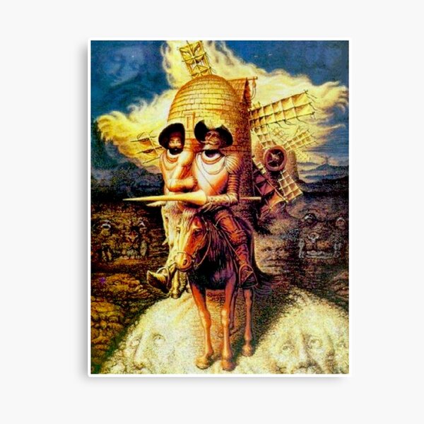 DON QUIXOTE : Vintage Abstract Tilting at Windmills Print Canvas